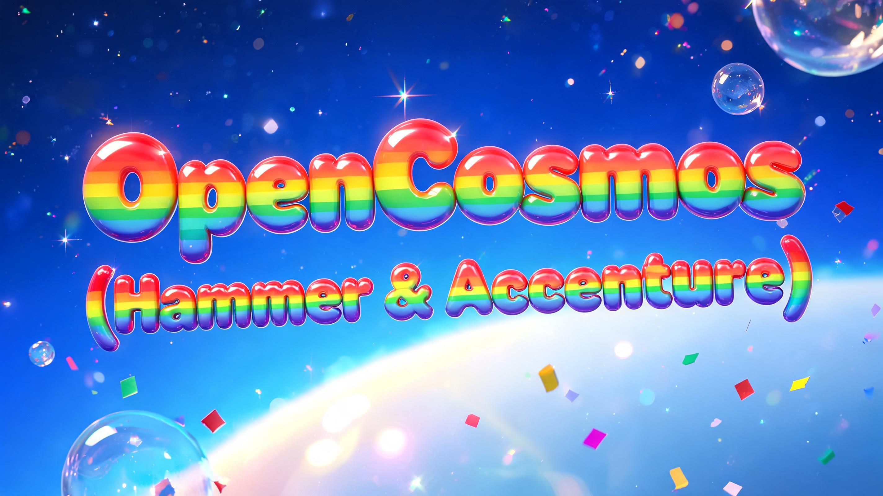 "OpenCosmos (Hammer & Accenture)​ ​" — Rainbow | AI Text Effect Generator