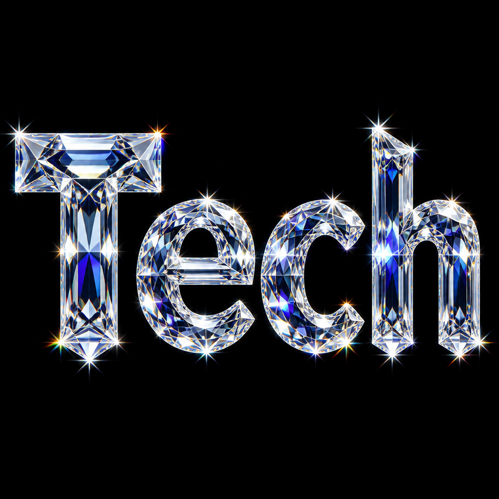 "Tech" — Glass Crystal | AI Text Effect Generator