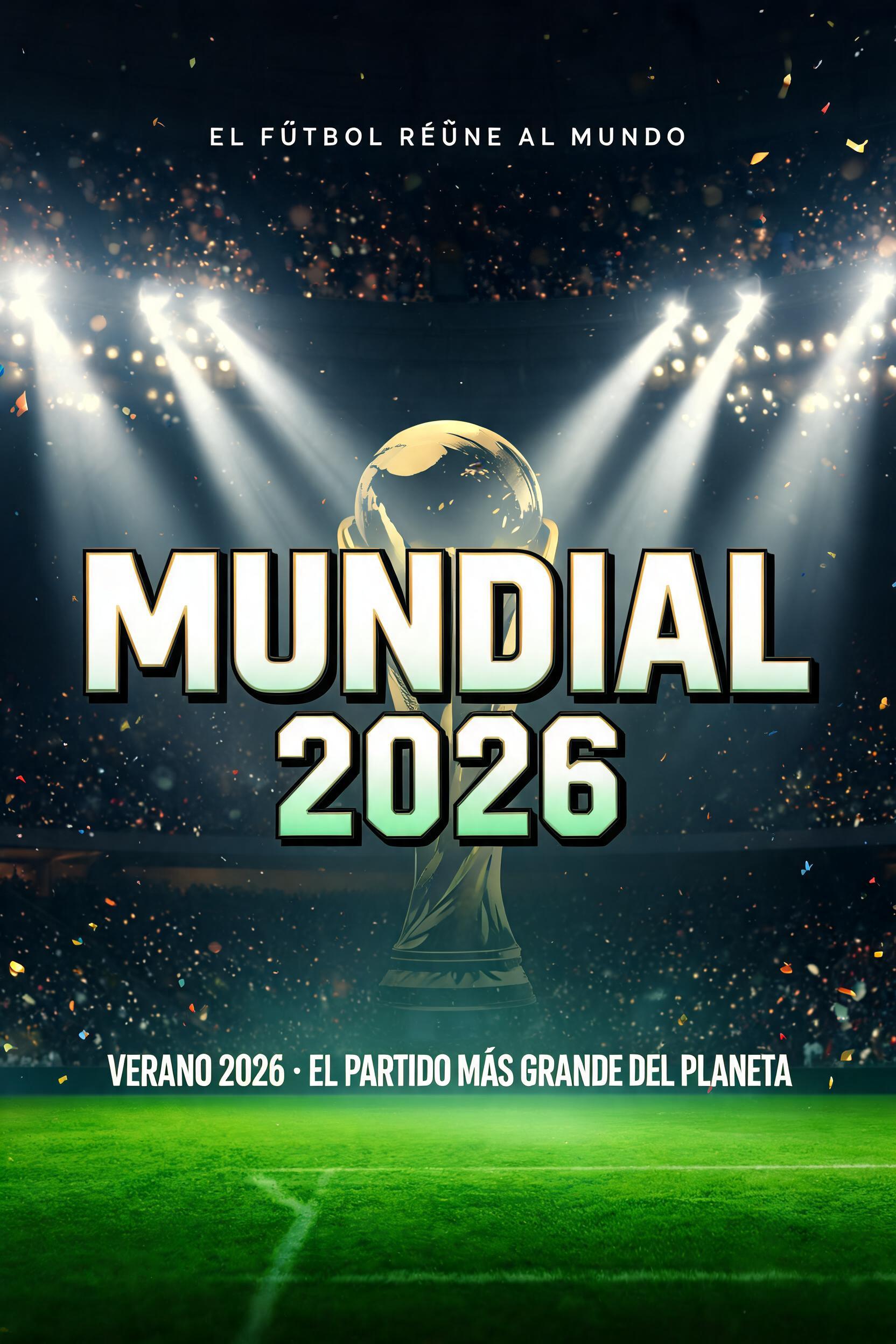 "MUNDIAL
2026
EL FÚTBOL REÚNE AL MUNDO
VERANO 2026 · EL PARTIDO MÁS GRANDE DEL PLANETA" — Sports Football | AI Text Effect Generator