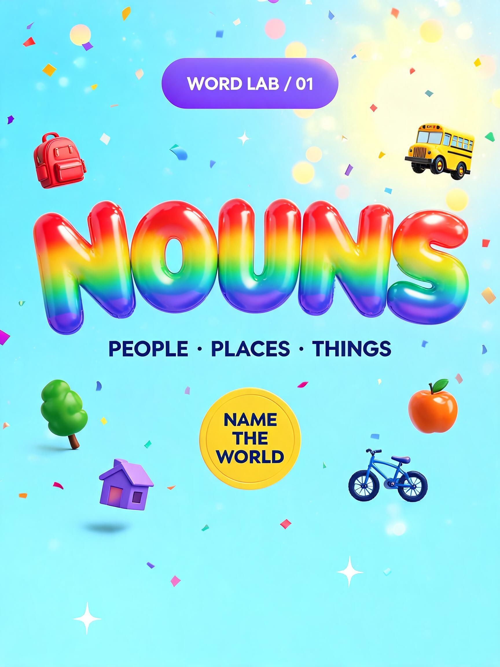 NOUNS
PEOPLE · PLACES · THINGS
NAME THE WORLD
WORD LAB / 01