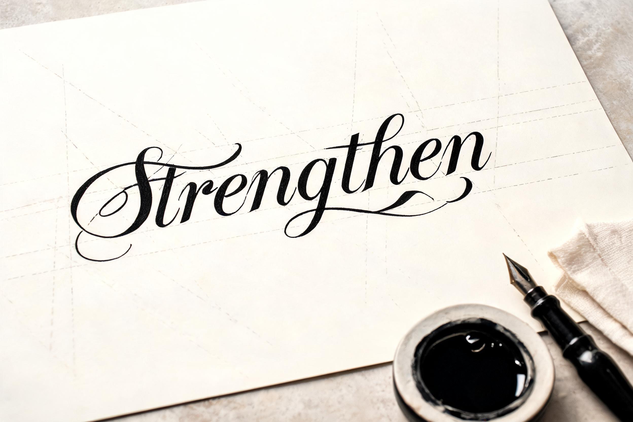 "Strengthen" — Cursive Calligraphy | AI Text Effect Generator
