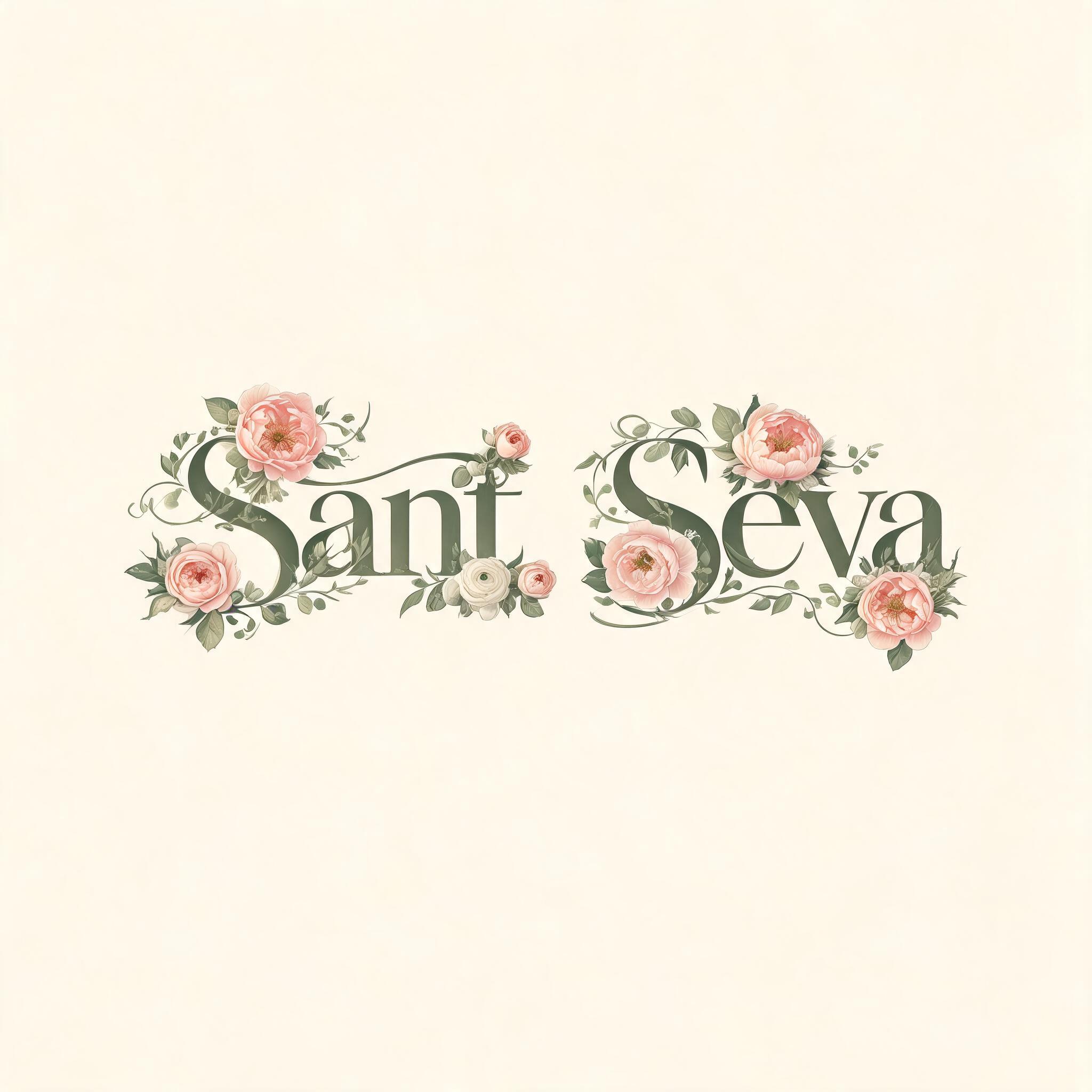 "Sant Seva" — Floral text effect