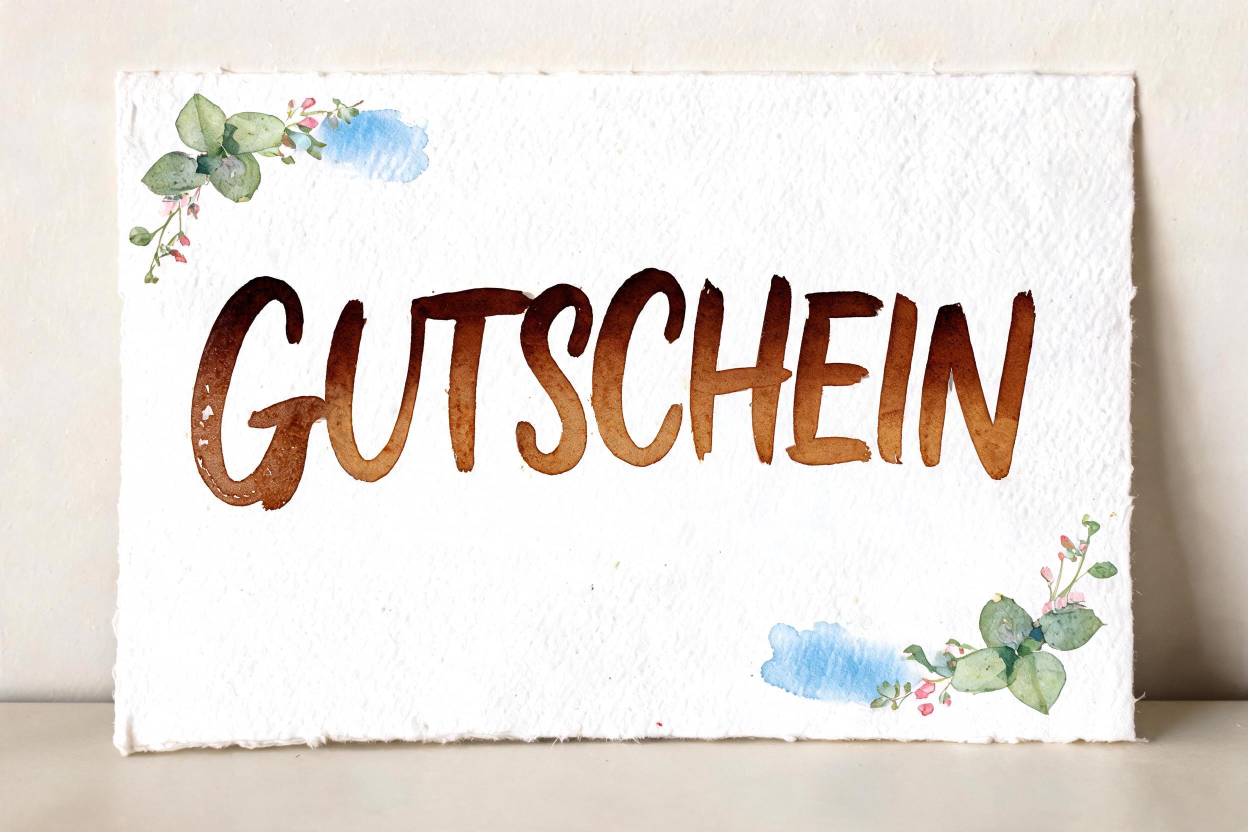 "GUTSCHEIN" — Watercolor text effect