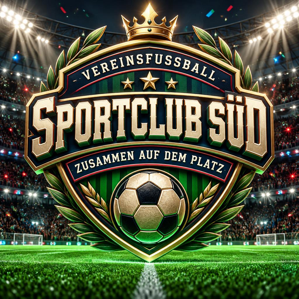 "Sportclub Süd
VEREINSFUSSBALL
ZUSAMMEN AUF DEM PLATZ" — Sports Football | AI Text Effect Generator