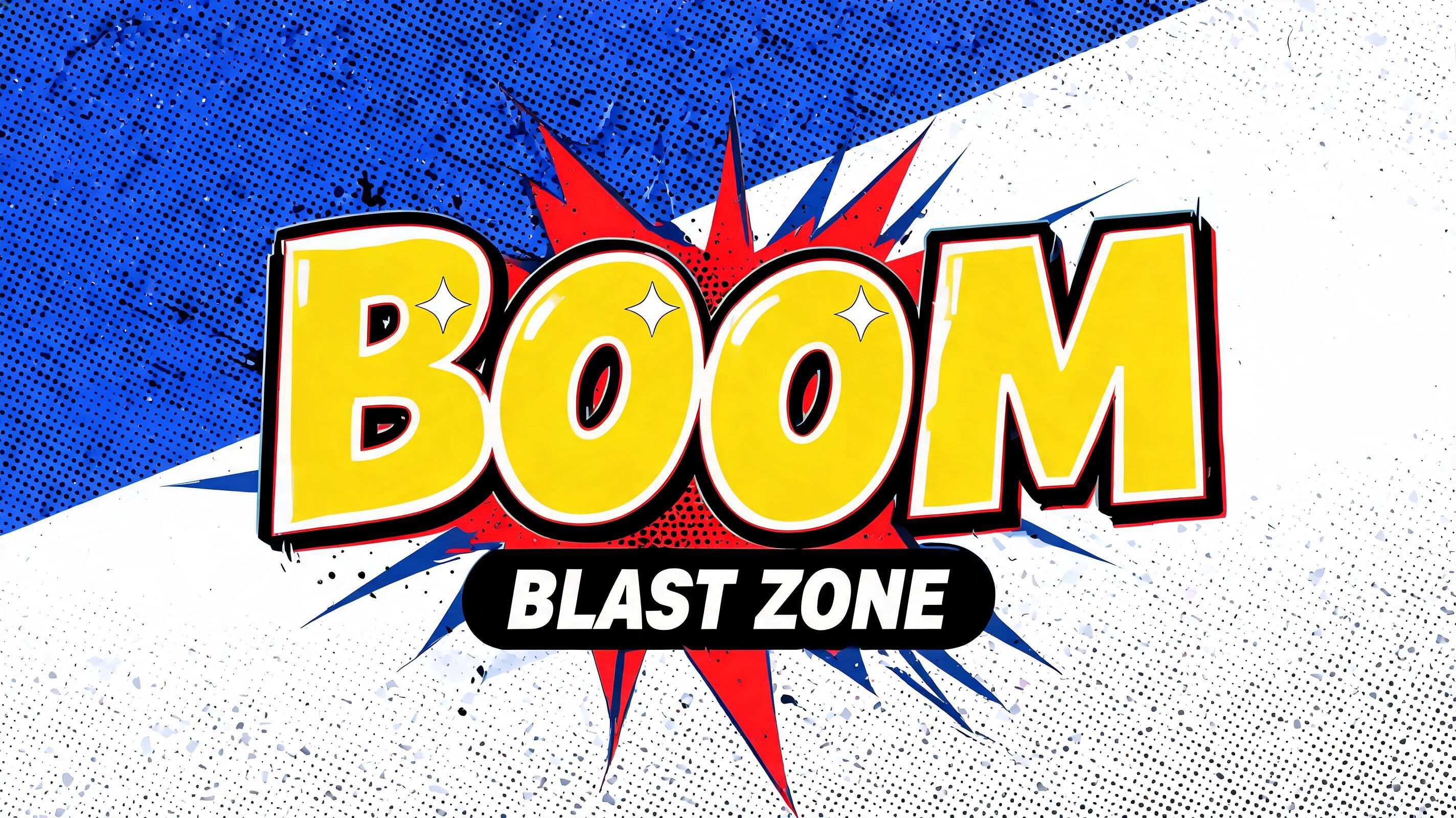 "Create a YouTube thumbnail that says BOOM for my gaming channel Blast Zone" — Comic Book | AI Text Effect Generator