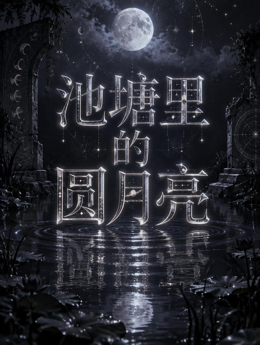 "池塘里的圆月亮" — Celestial Symbol text effect
