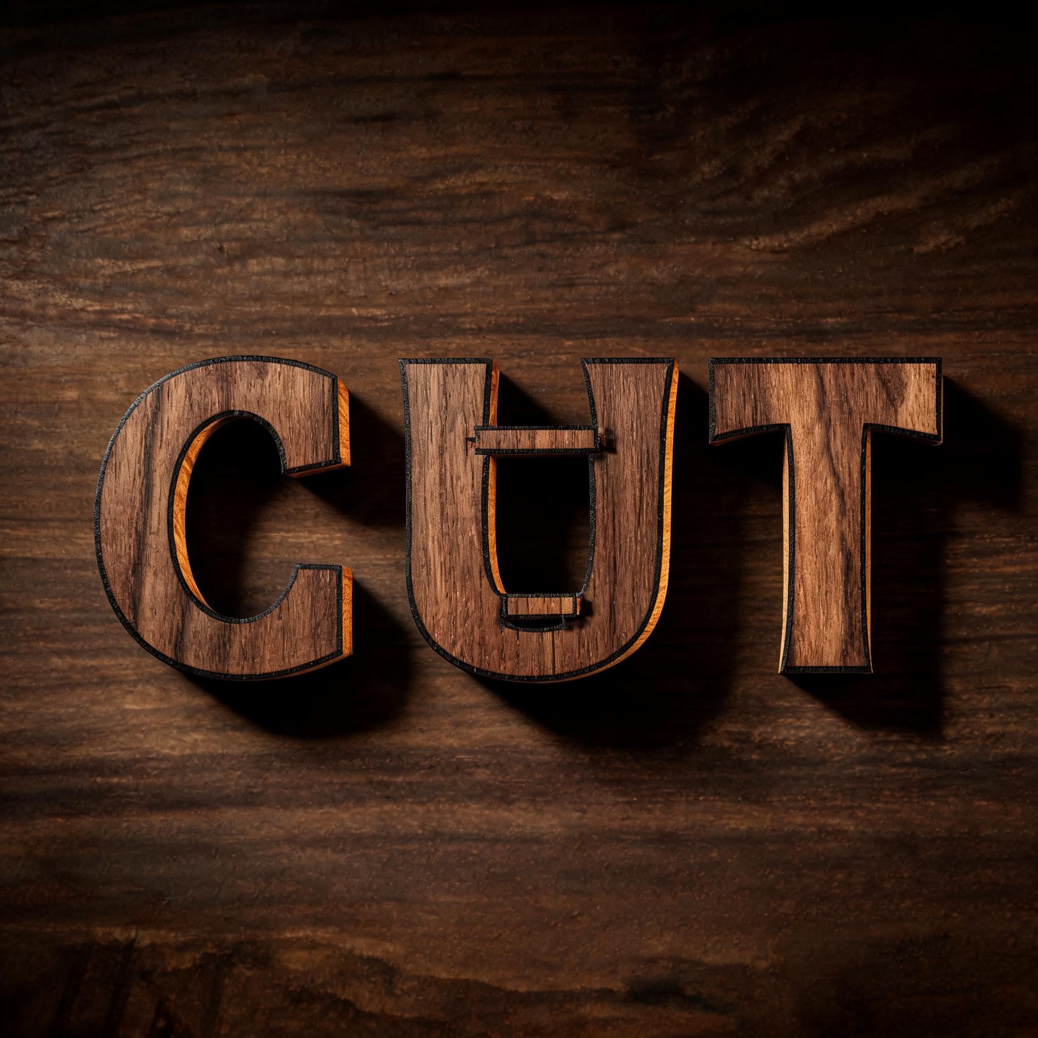 "CUT" — Laser Cut | AI Text Effect Generator