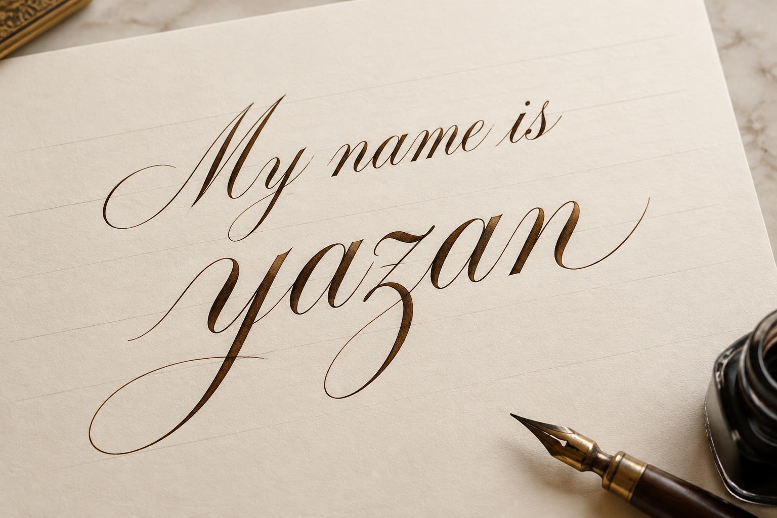 "My name is yazan" — Cursive Calligraphy text effect
