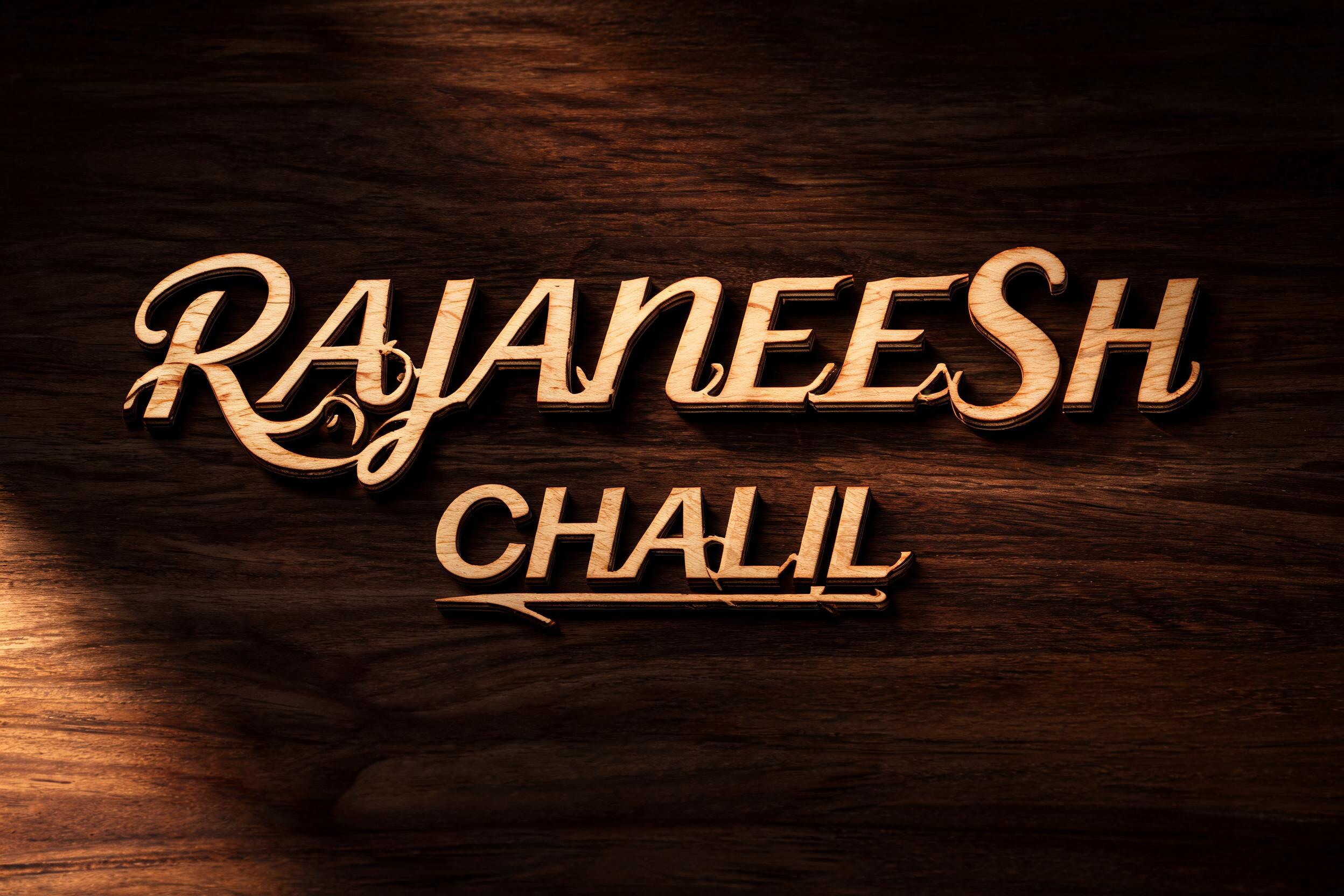 "RAJANEESH CHALIL" — Laser Cut | AI Text Effect Generator
