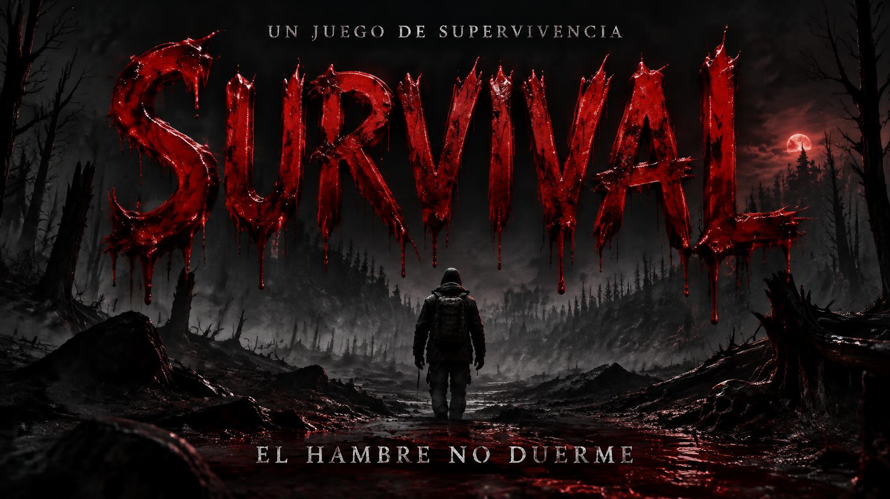 "SURVIVAL
EL HAMBRE NO DUERME
UN JUEGO DE SUPERVIVENCIA" — Drip Font Blood | AI Text Effect Generator