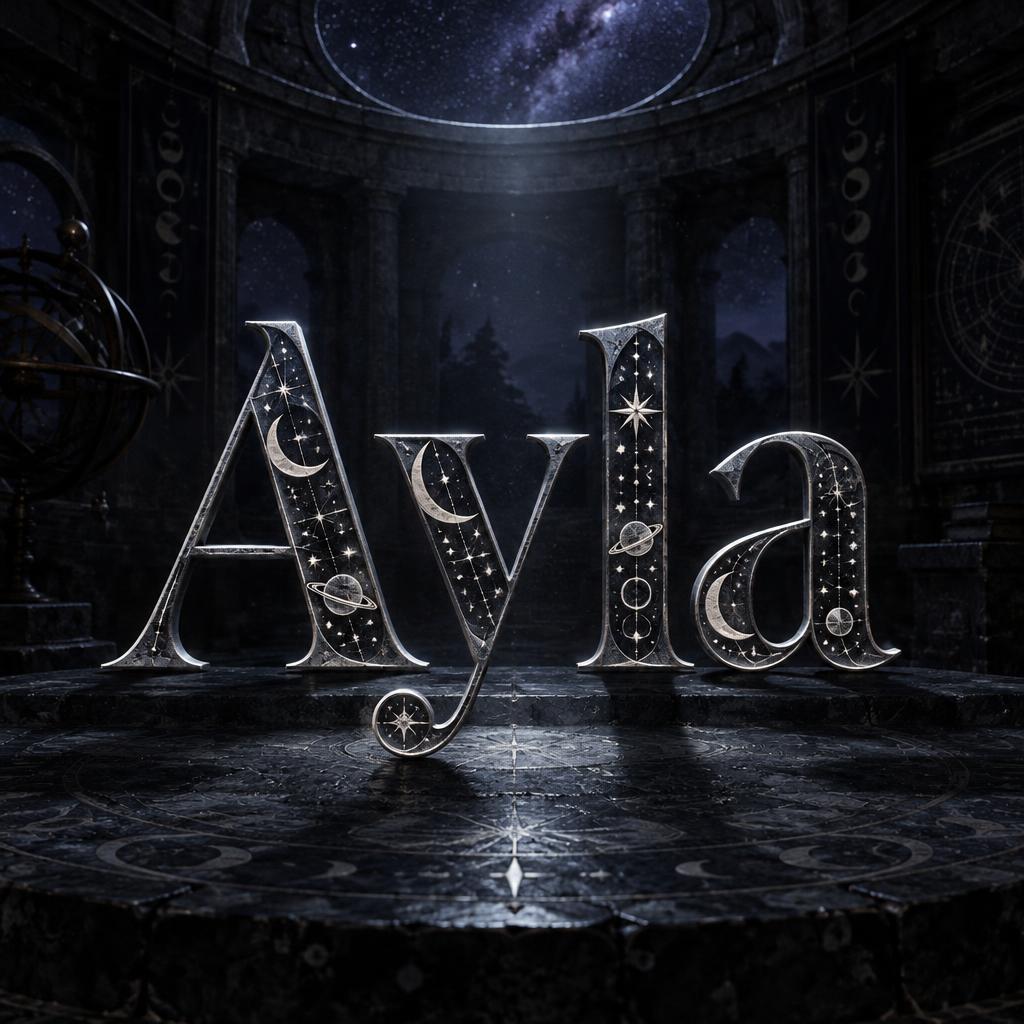 "Ayla" — Celestial Symbol text effect