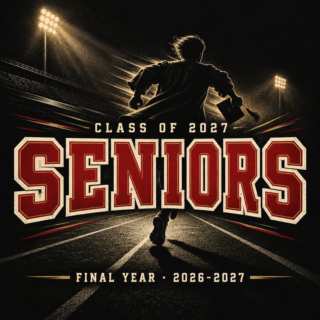 "SENIORS
CLASS OF 2027
FINAL YEAR · 2026-2027" — Sports | AI Text Effect Generator