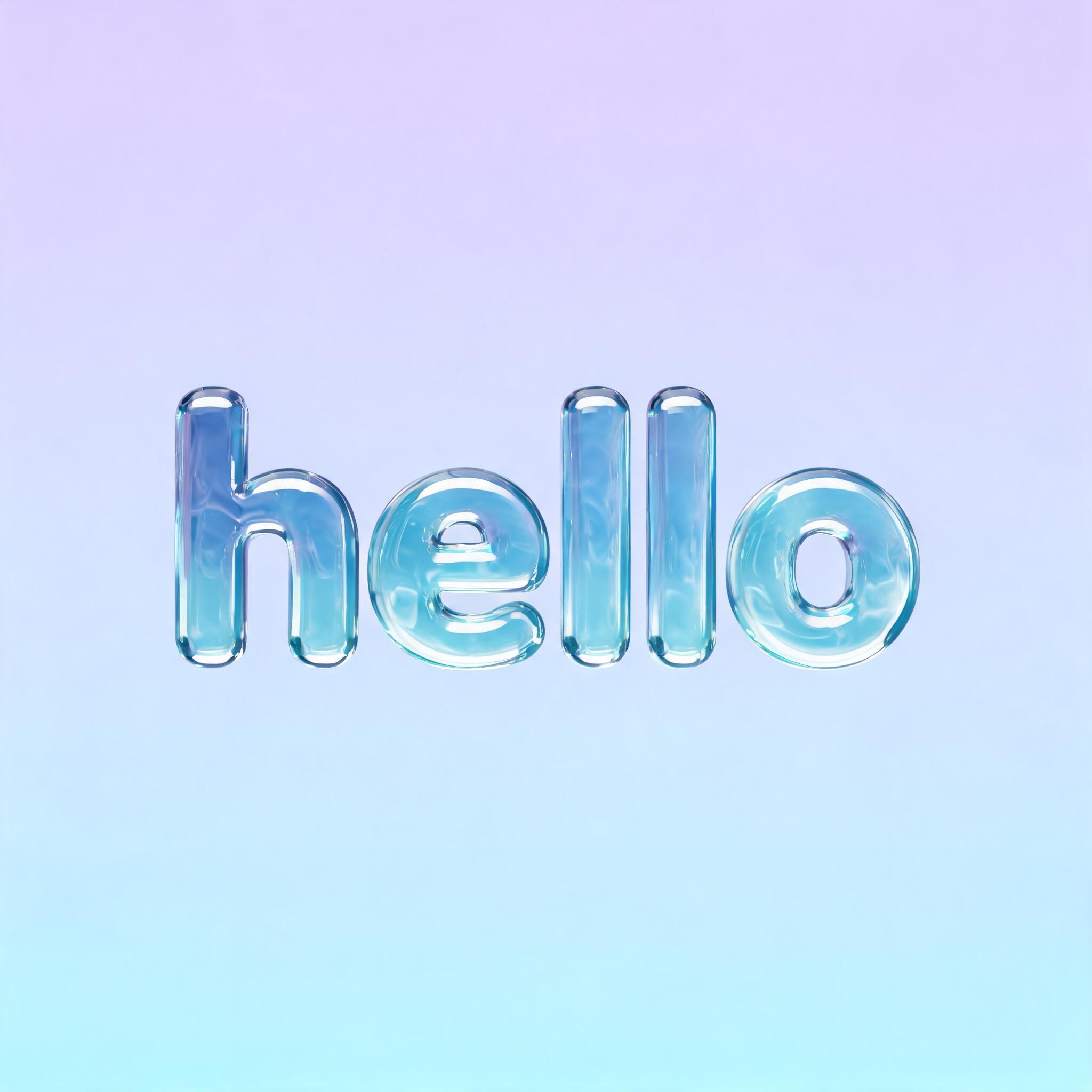 "hello" — Glass Liquid | AI Text Effect Generator