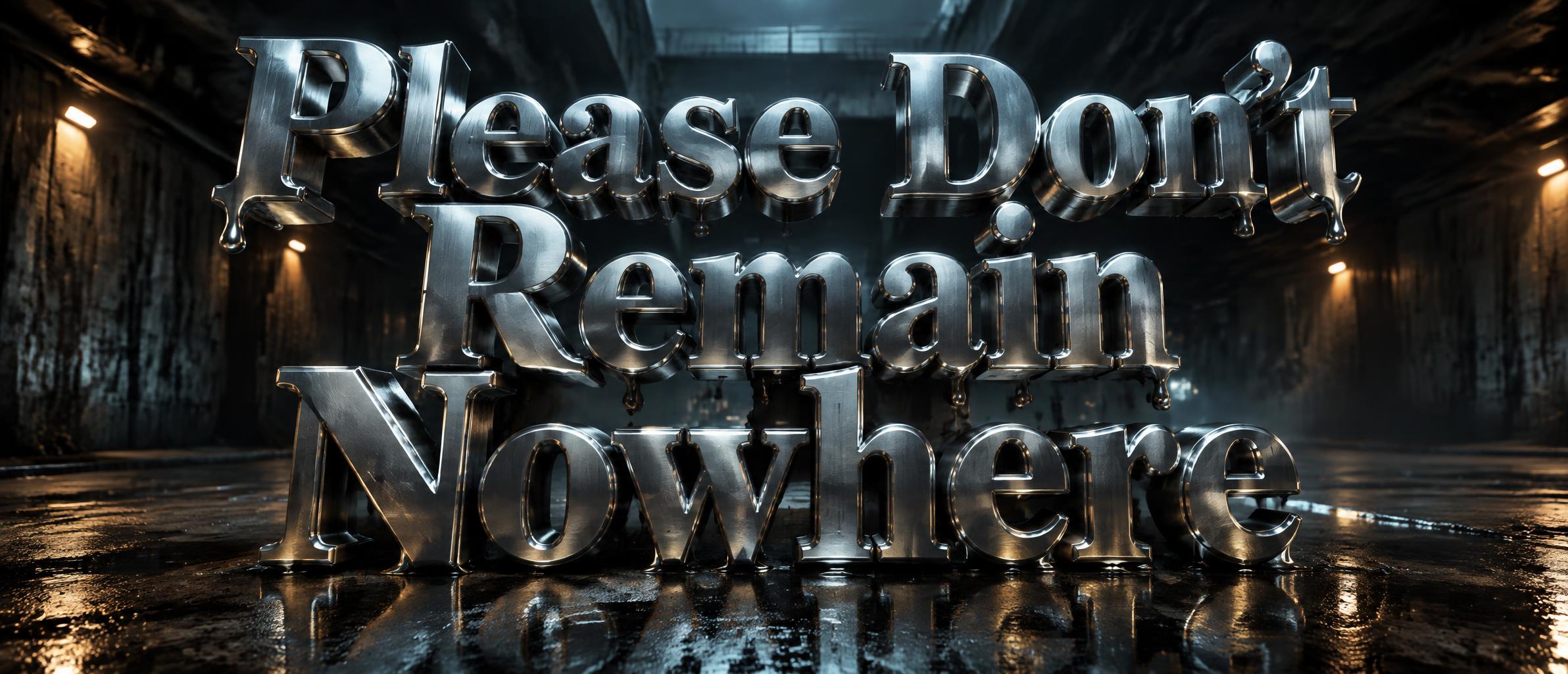 "Please Don't Remain Nowhere" — Metallic | AI Text Effect Generator