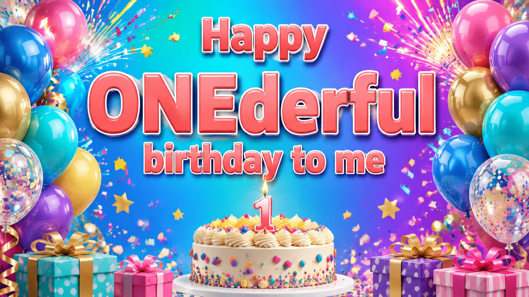 "ONEderful
Happy
birthday to me" — Birthday | AI Text Effect Generator