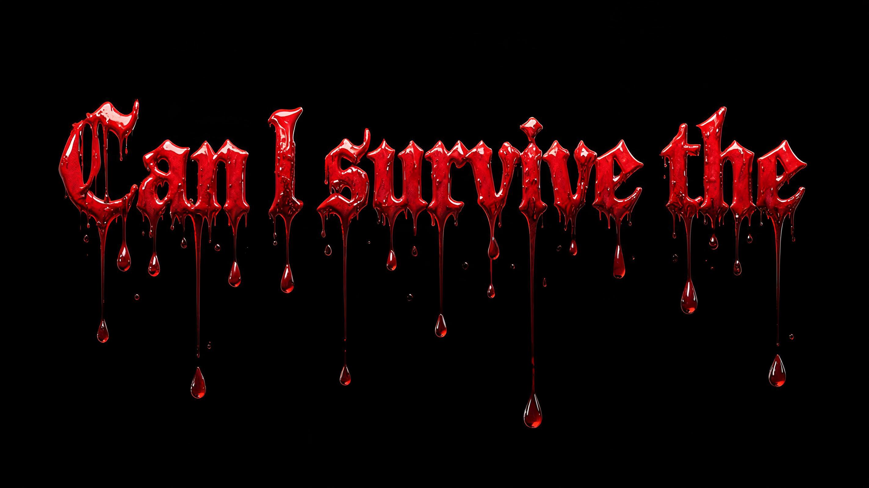 "Can I survive the" — Drip Font Blood | AI Text Effect Generator