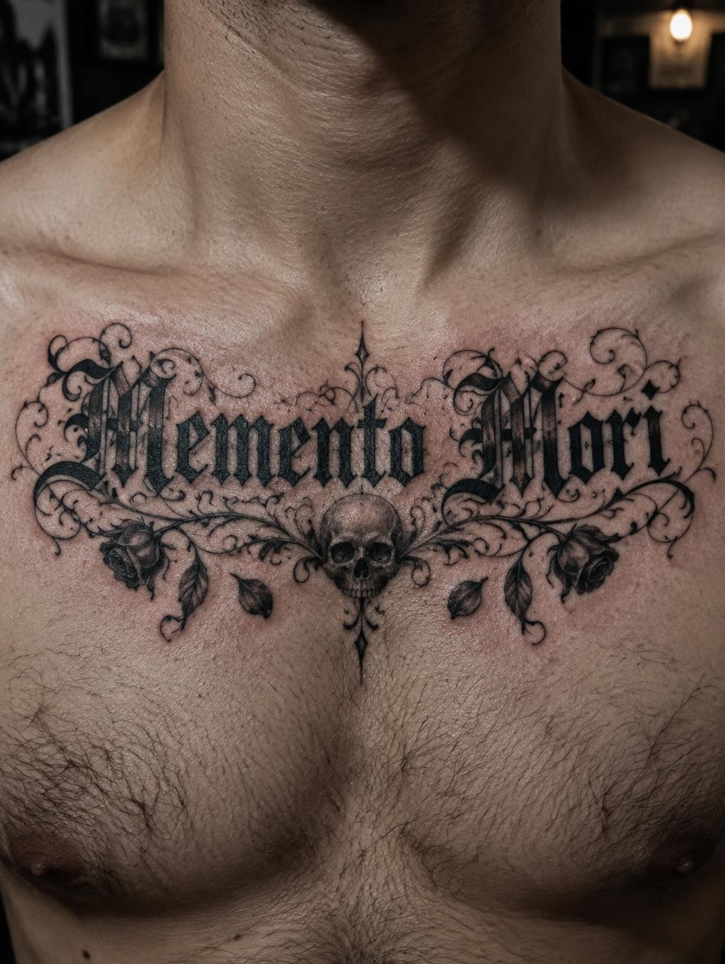 "Memento Mori" — Tattoo | AI Text Effect Generator