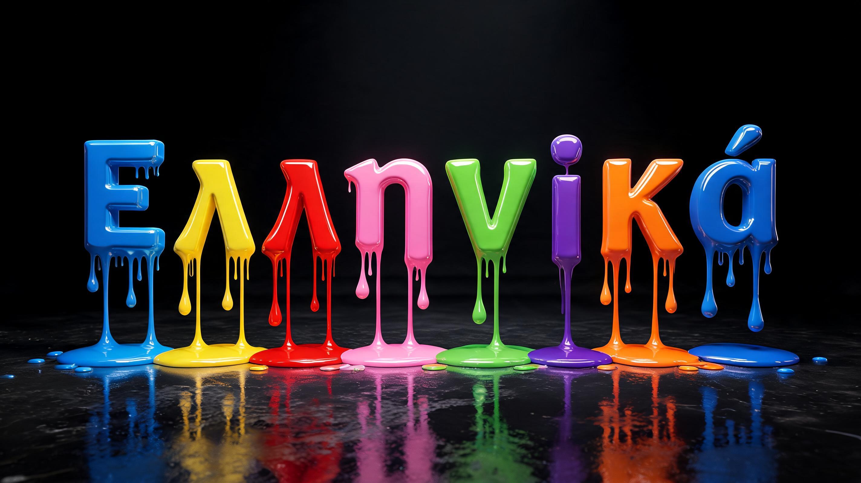 "Ελληνικά" — Drip Font | AI Text Effect Generator