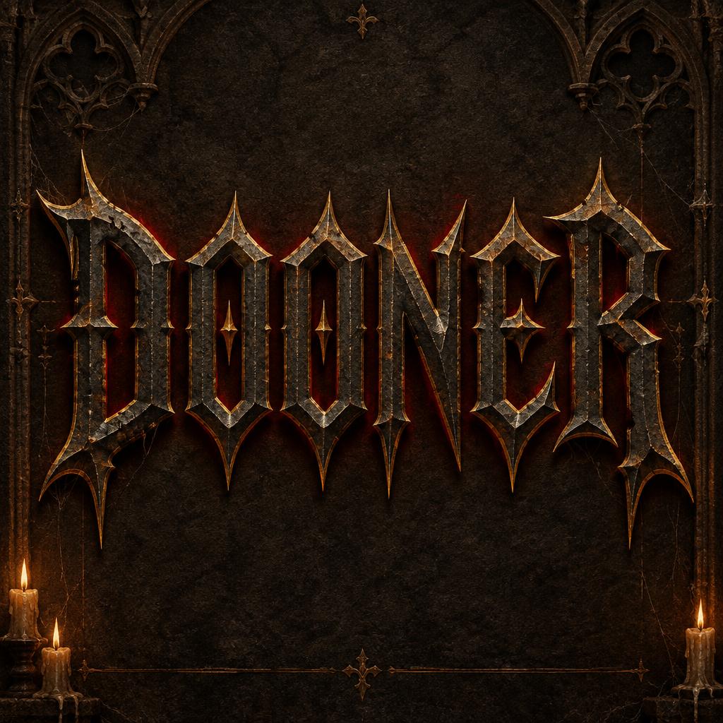 "DOONER" — Gothic Font text effect