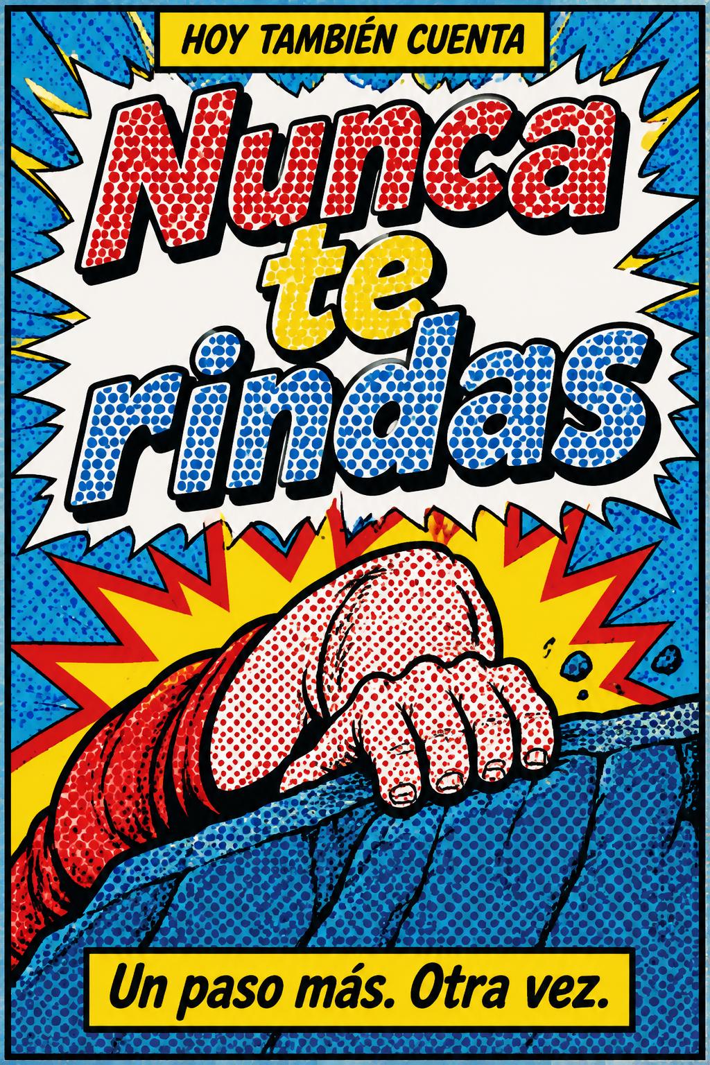 "Nunca te rindas
Un paso más. Otra vez.
HOY TAMBIÉN CUENTA" — Pop Art | AI Text Effect Generator