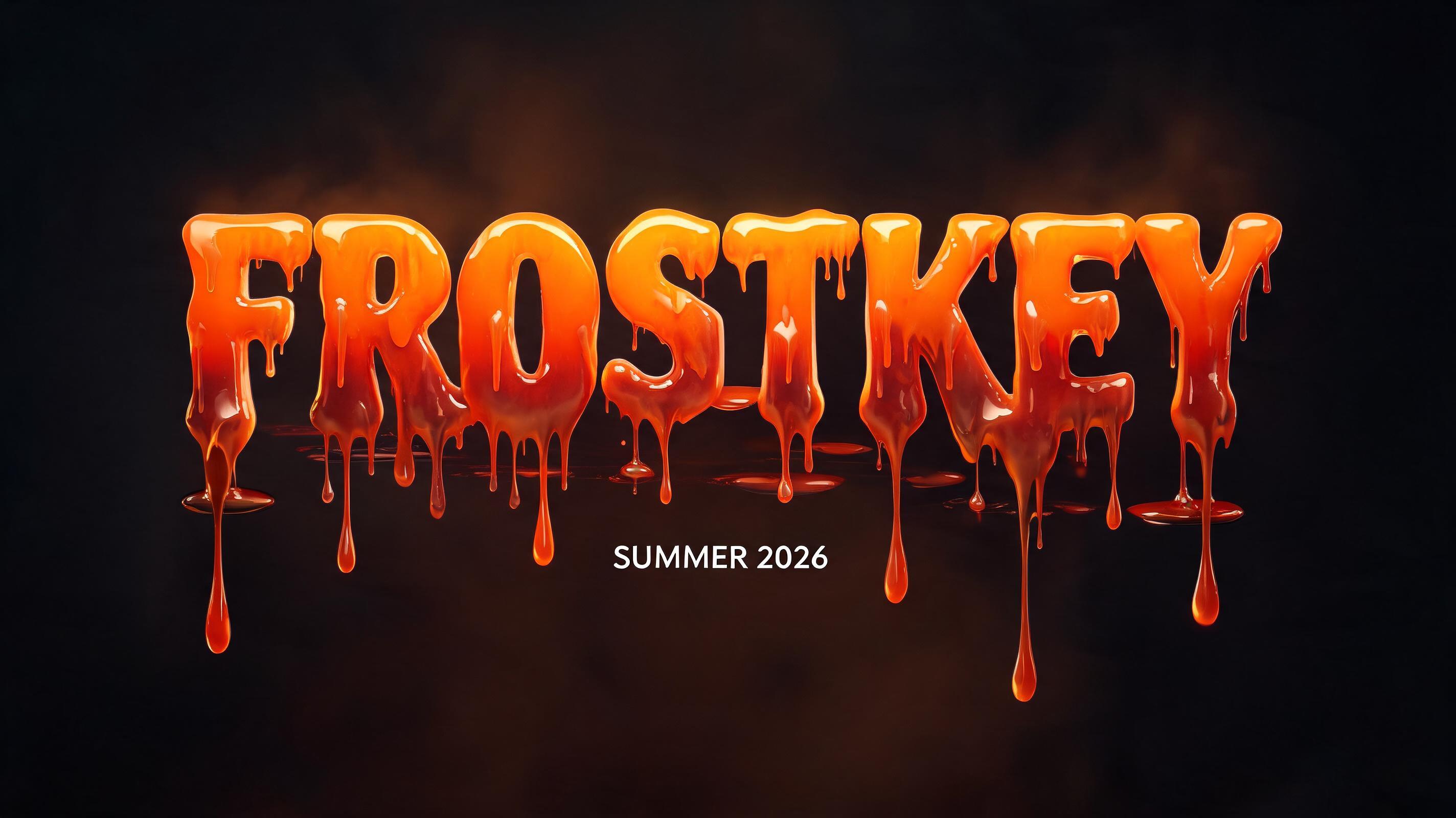"frostkey" — Drip Font Melting | AI Text Effect Generator