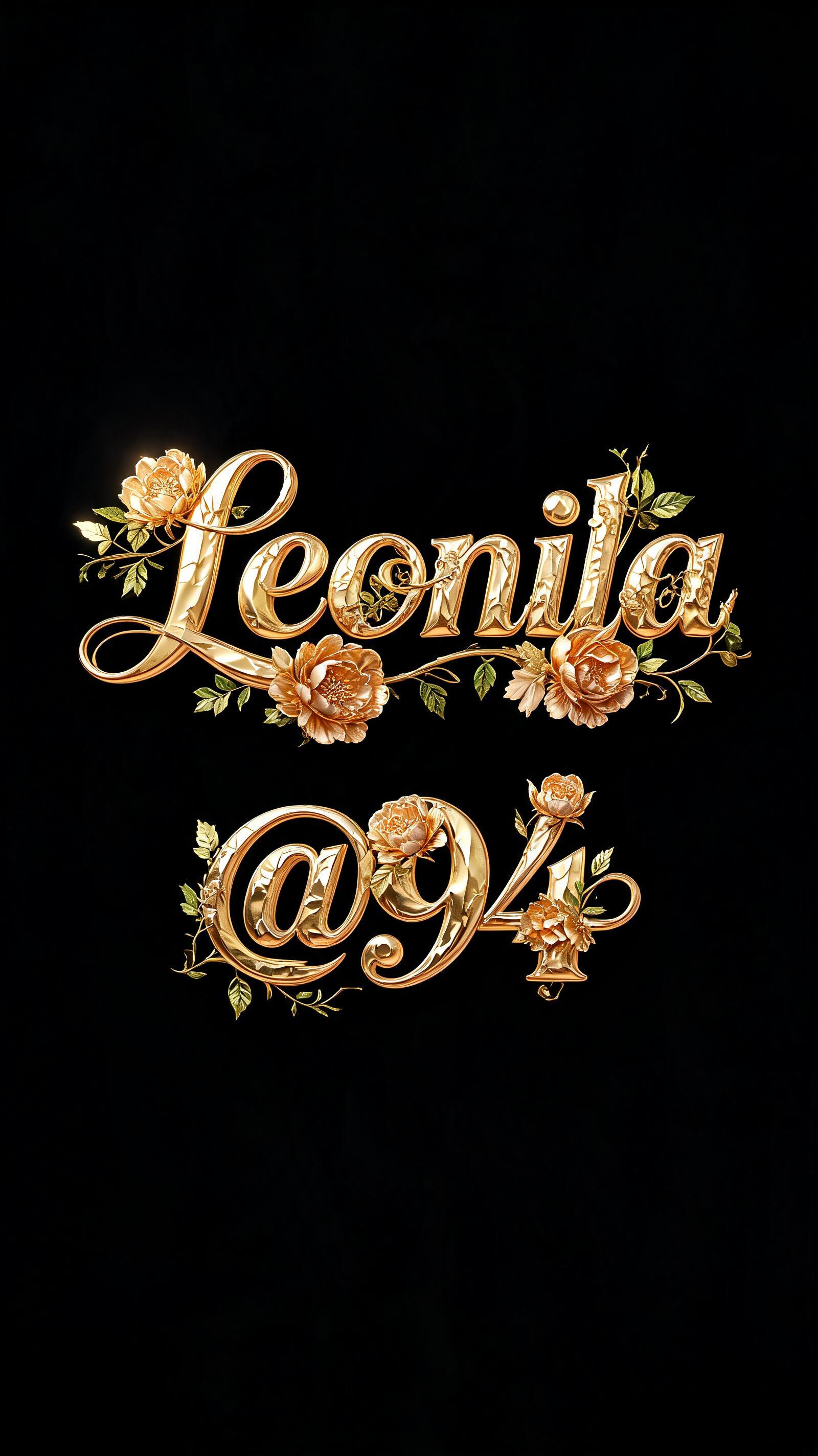 "Leonila @94" — Luxury Gold | AI Text Effect Generator