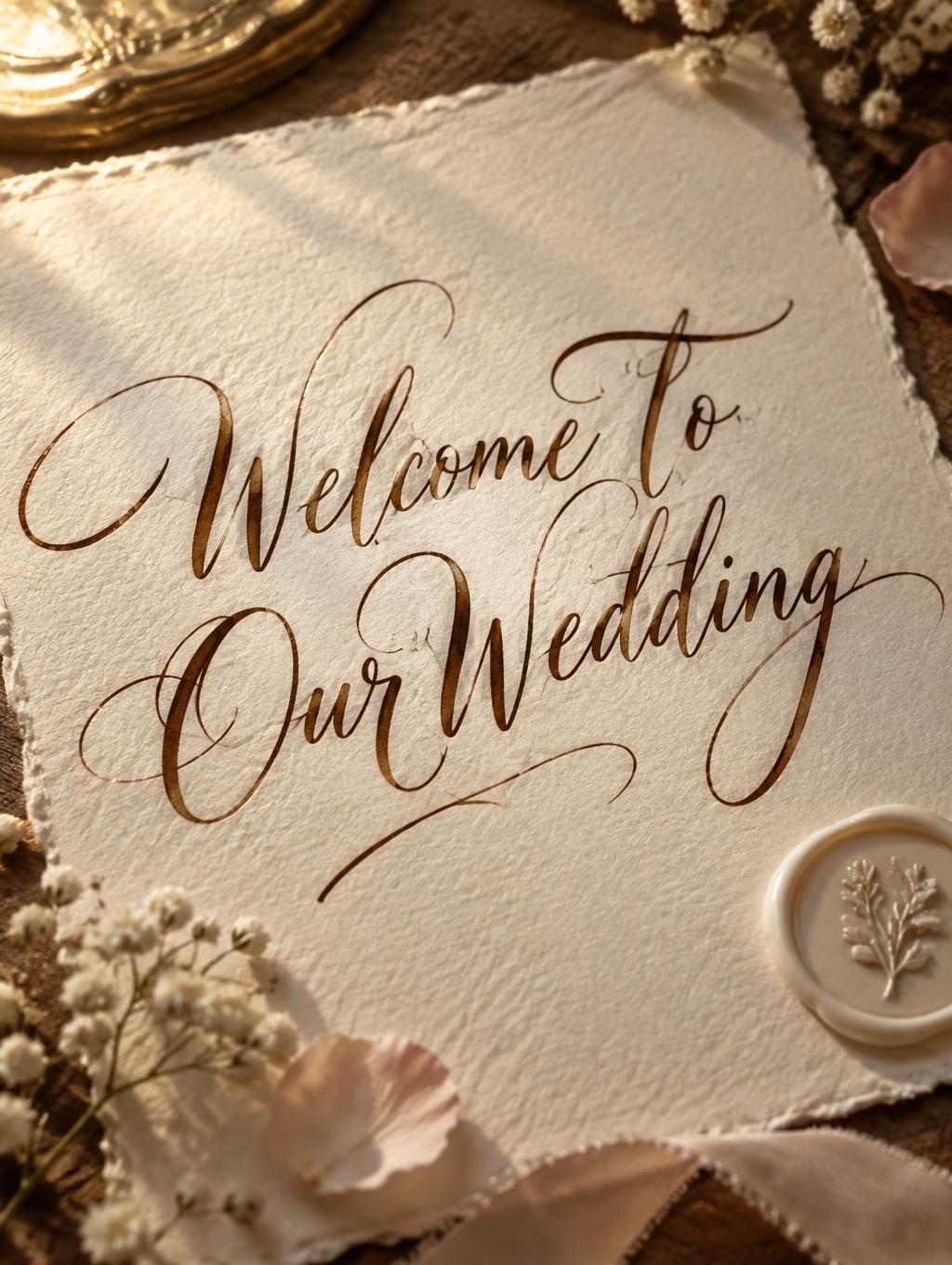 "Welcome To Our Wedding" — Handwritten Script | AI Text Effect Generator