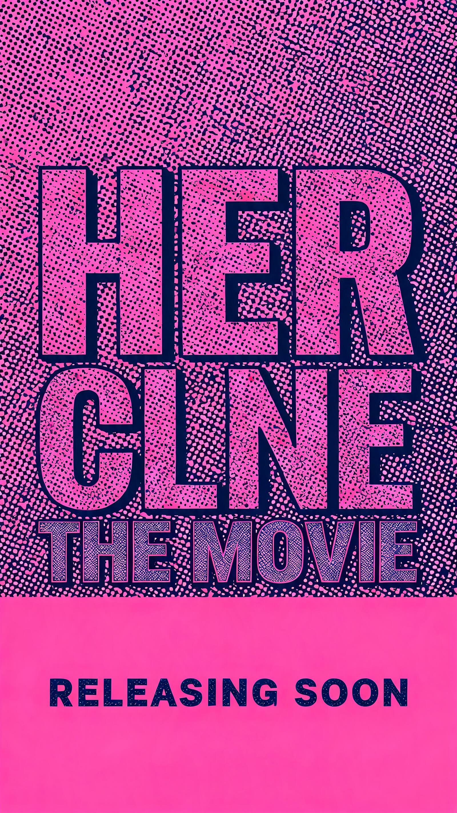 "HER CLNE THE MOVIE RELEASING SOON" — Duotone text effect