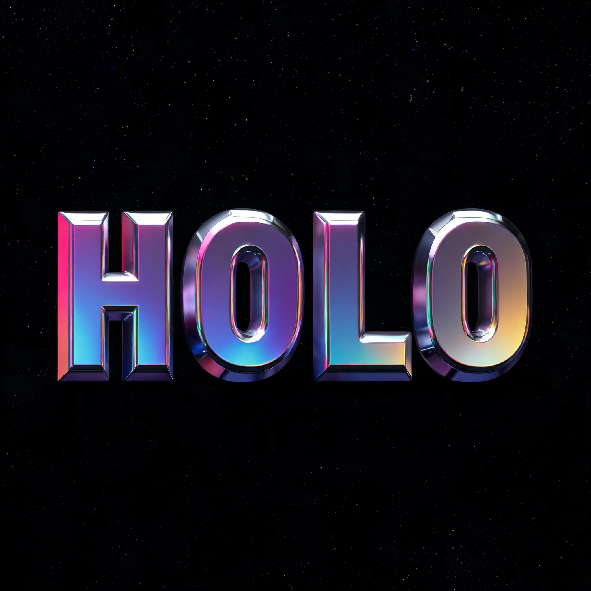 "HOLO" — 3d Bold Holographic text effect