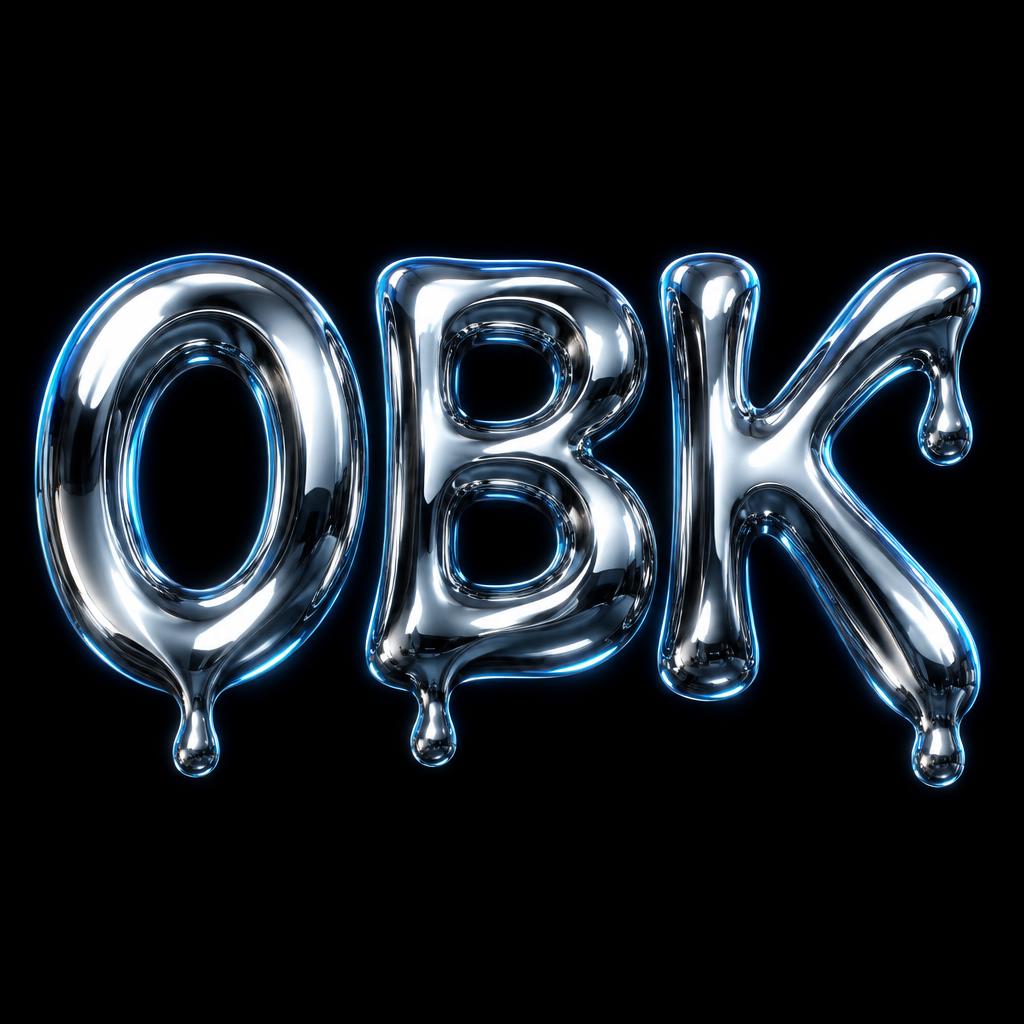 "OBK" — Chrome Metal 3d | AI Text Effect Generator