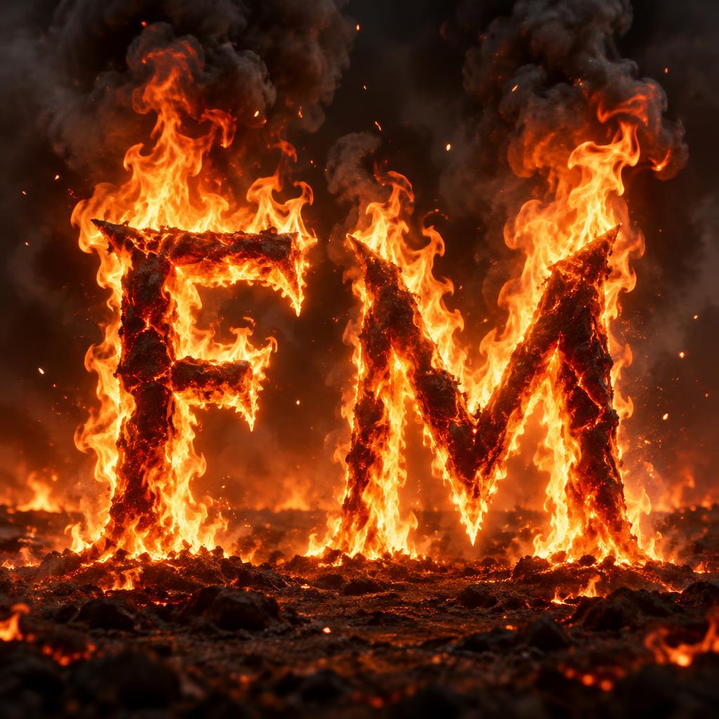 "F M" — Fire Smoke | AI Text Effect Generator