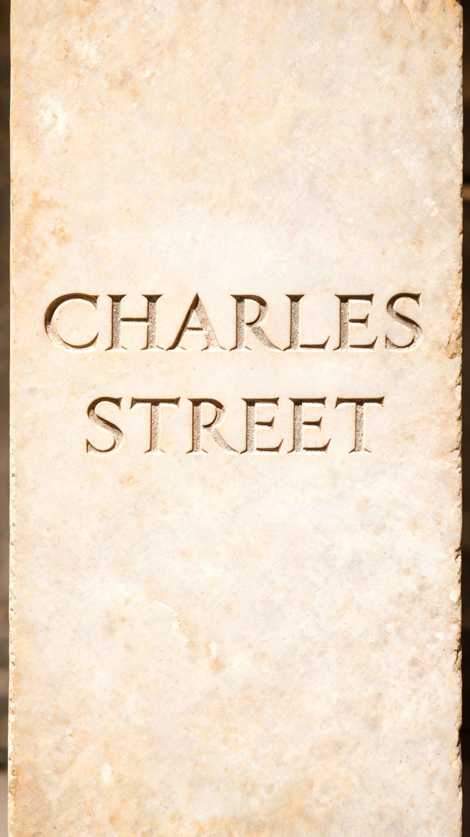 "CHARLES
STREET" — Sand Stone | AI Text Effect Generator