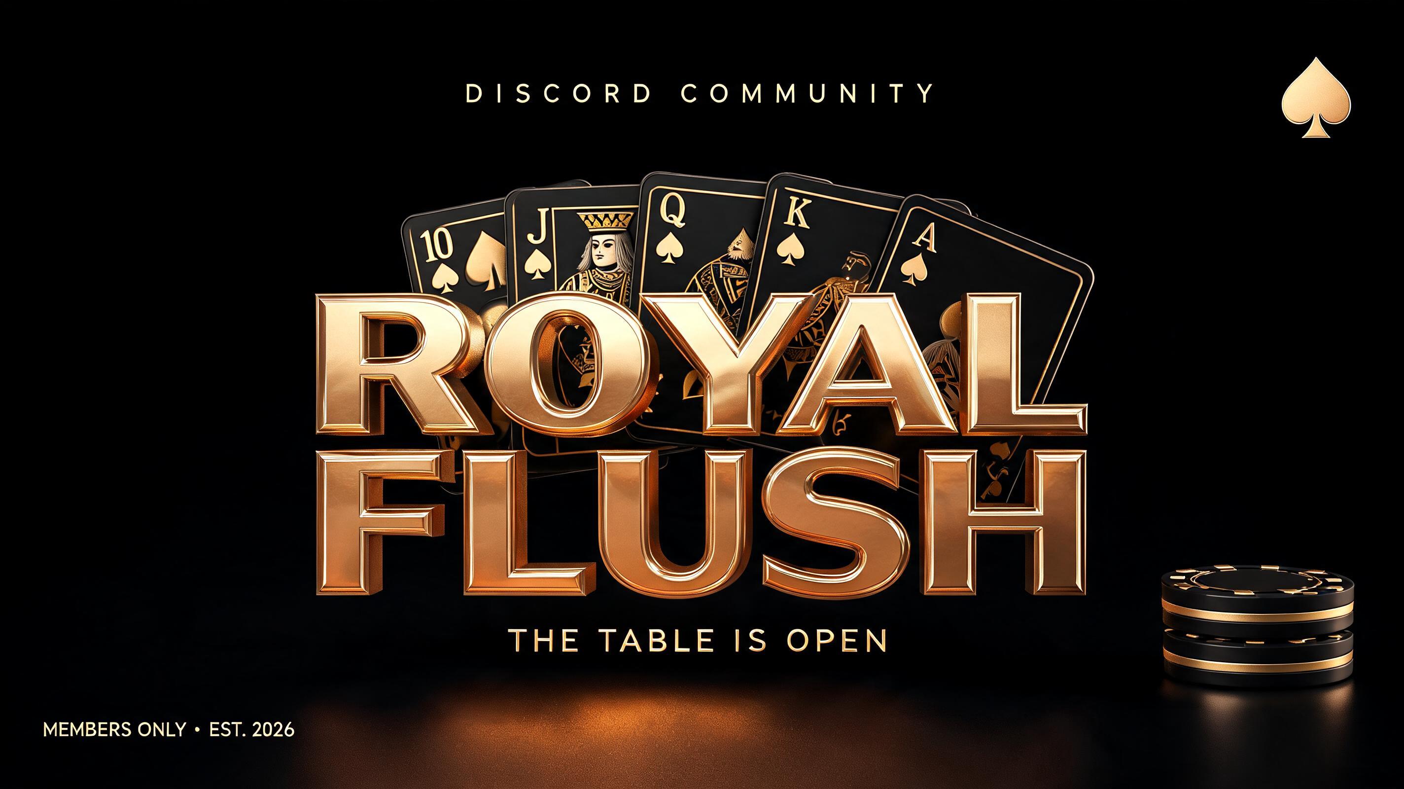 ROYAL FLUSH
DISCORD COMMUNITY
THE TABLE IS OPEN
MEMBERS ONLY • EST. 2026
