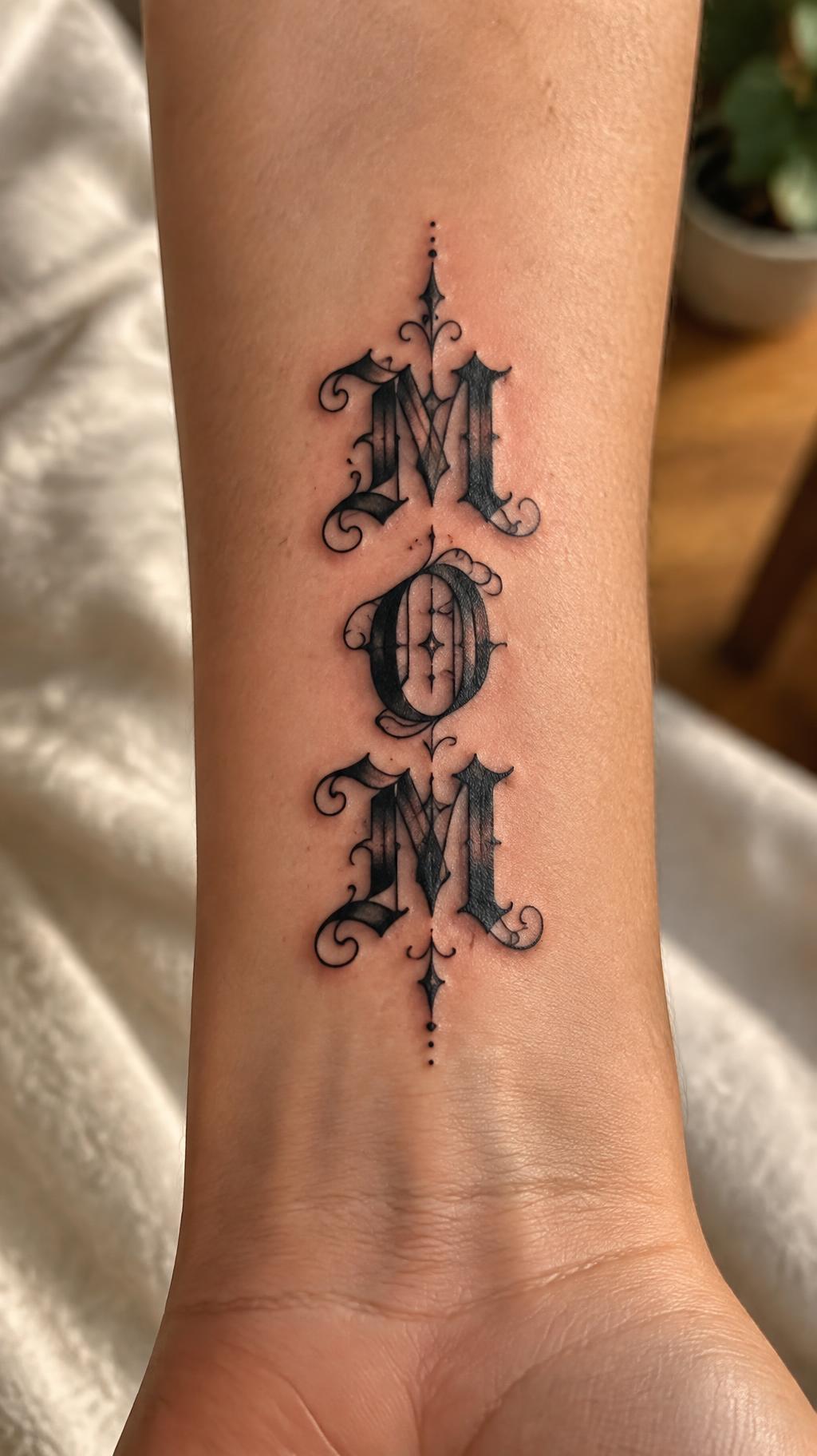 "M
O
M" — Tattoo | AI Text Effect Generator