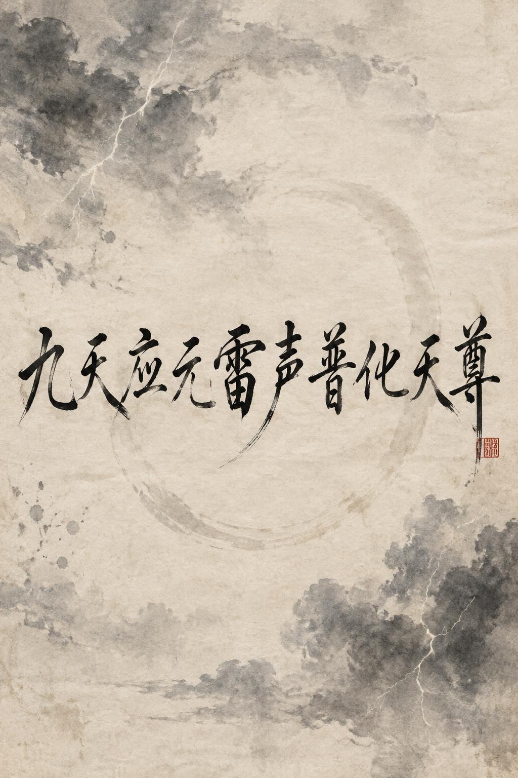"九天应元雷声普化天尊" — Brush Chinese Ink | AI Text Effect Generator