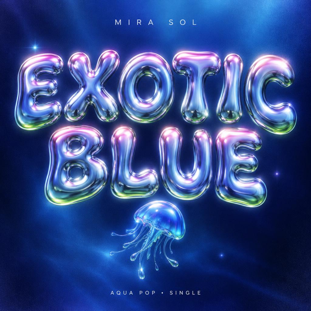 "EXOTIC BLUE
MIRA SOL
AQUA POP • SINGLE" — Y2k | AI Text Effect Generator