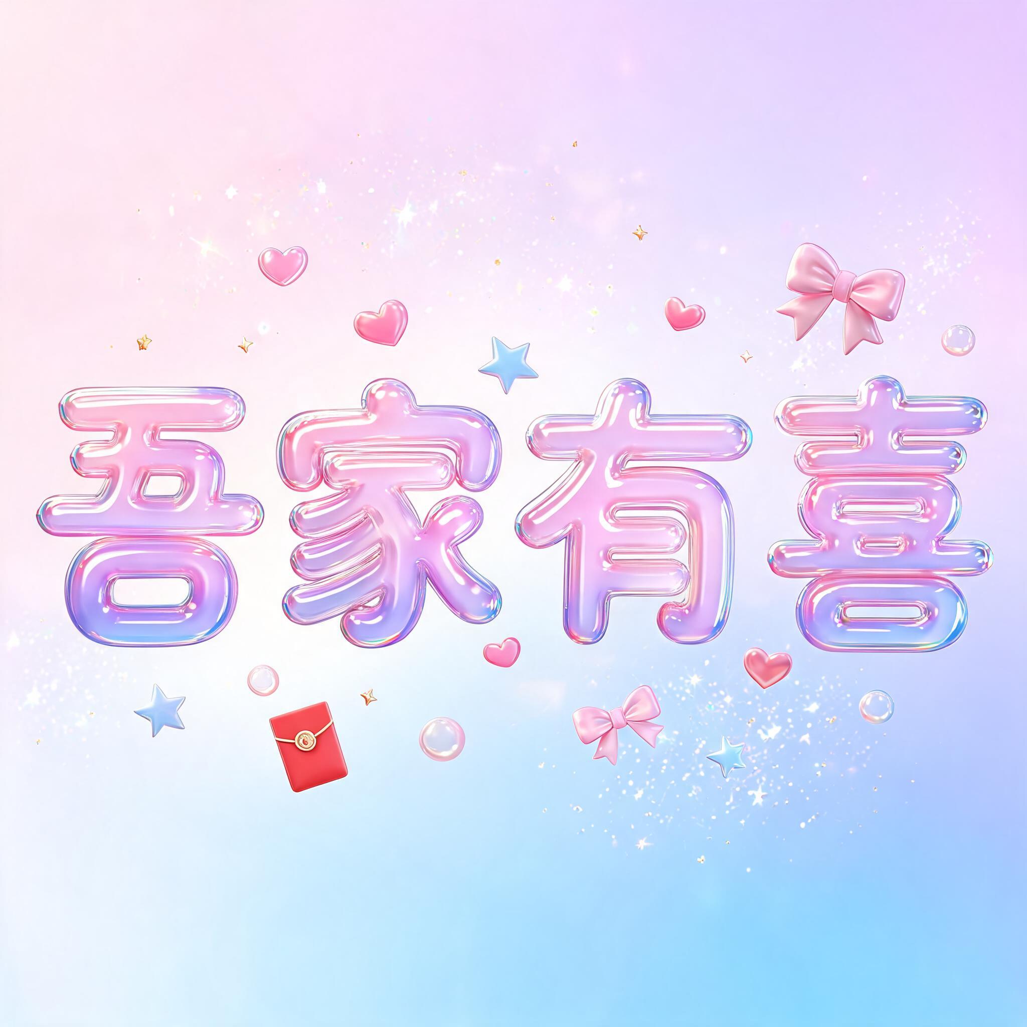 "吾家有喜" — Y2k Bubbly | AI Text Effect Generator