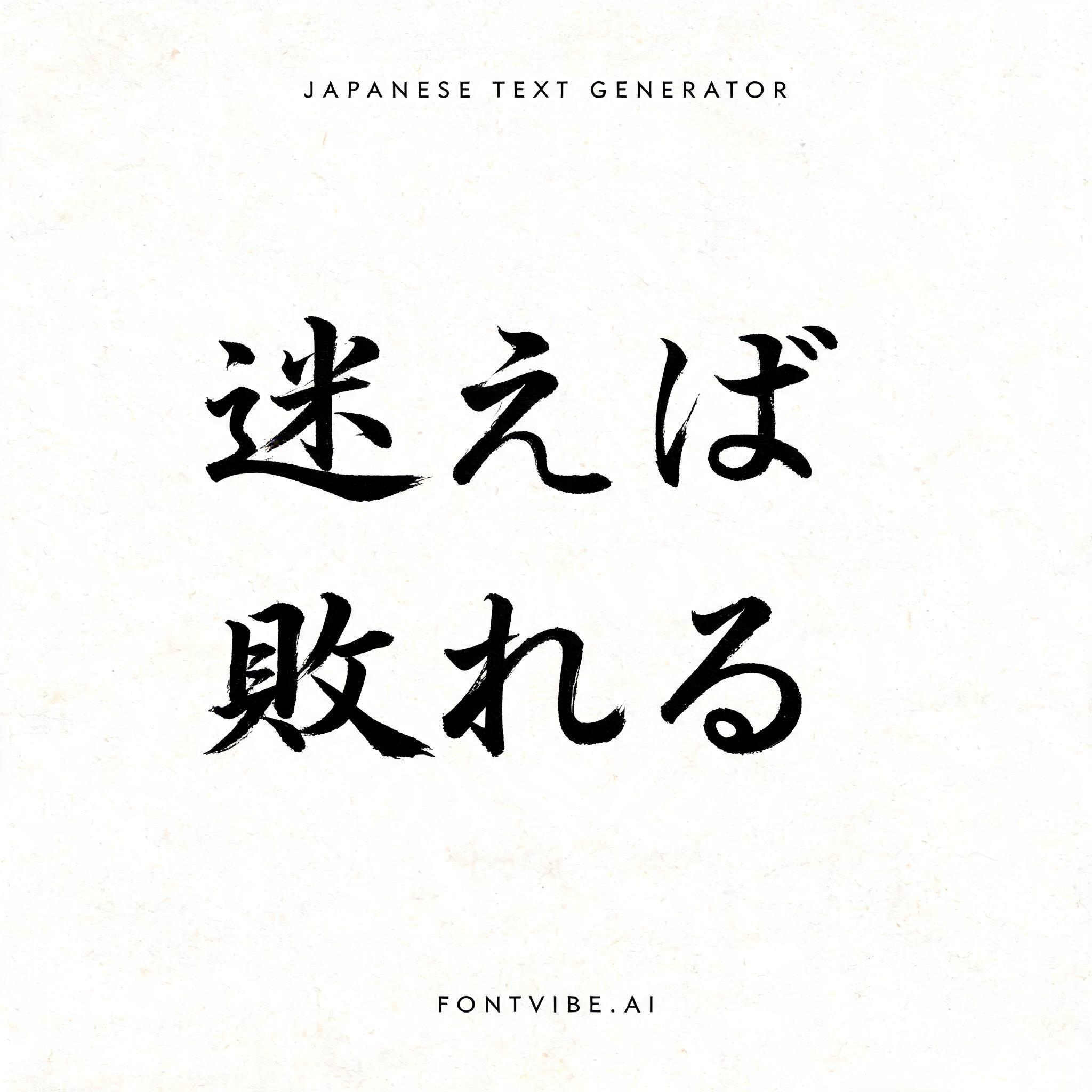 "迷えば 敗れる" — Brush Japanese Ink | AI Text Effect Generator