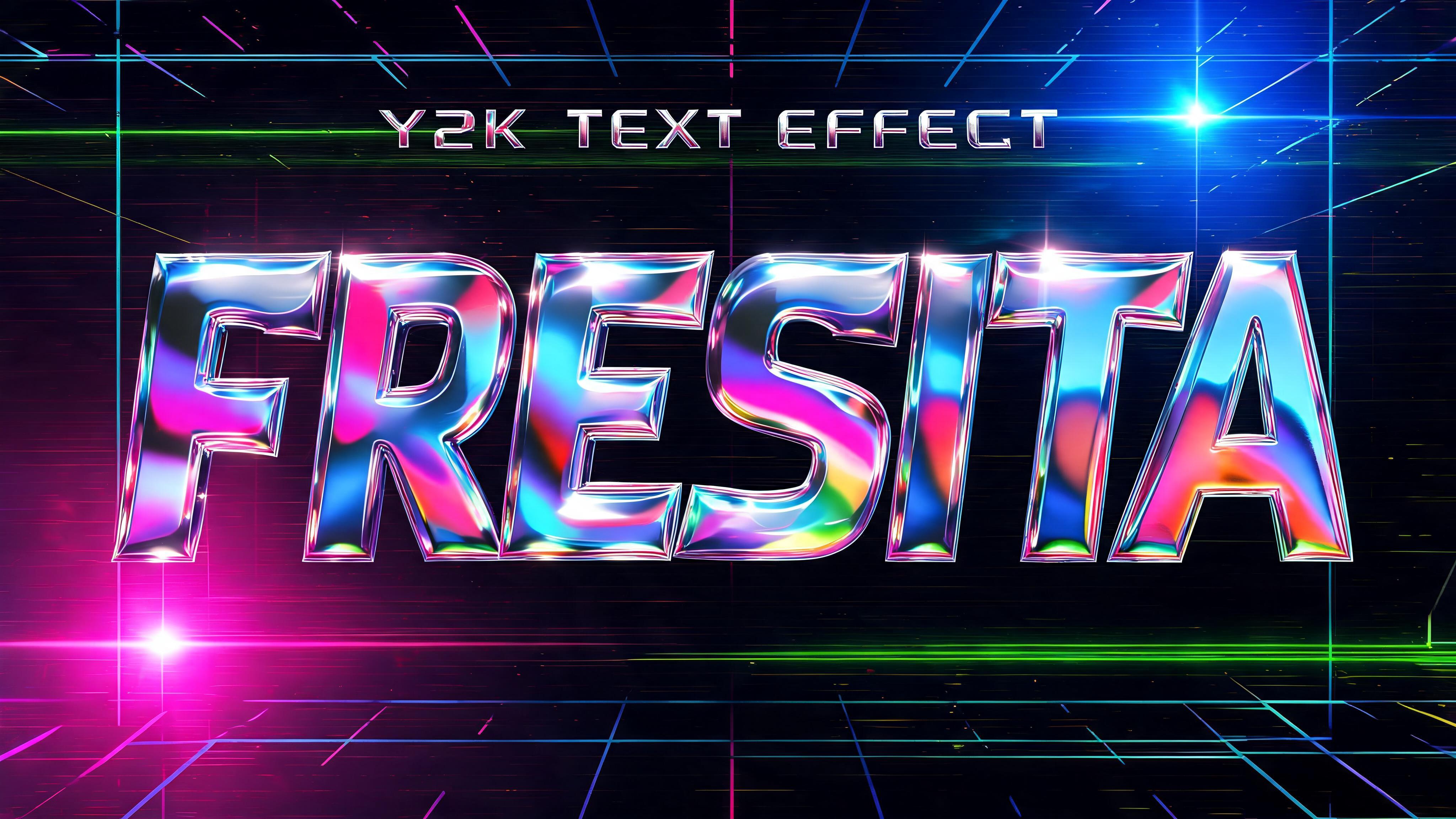 "FRESITA" — Y2k Chrome text effect