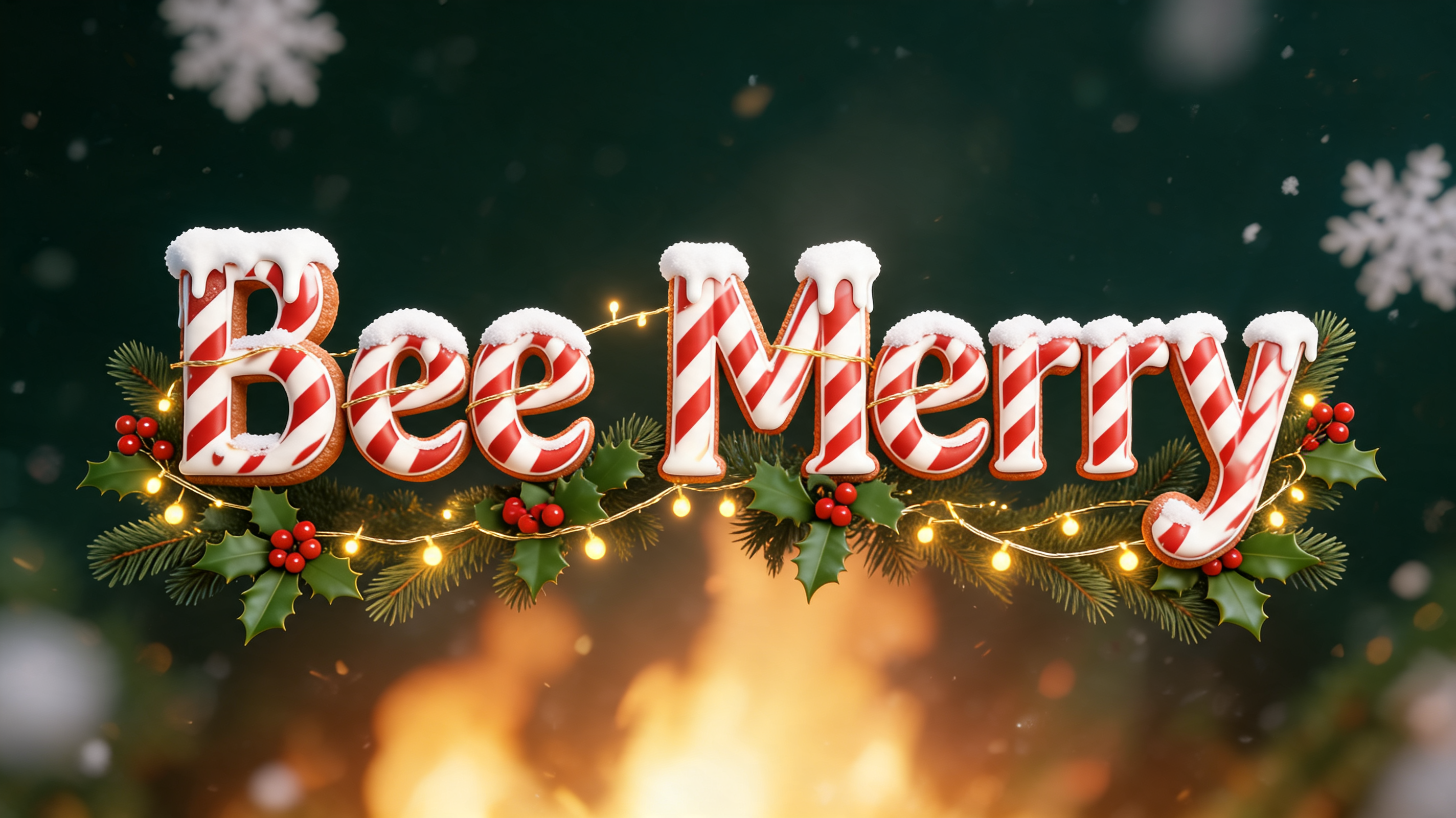 "Bee  Merry" — Christmas text effect