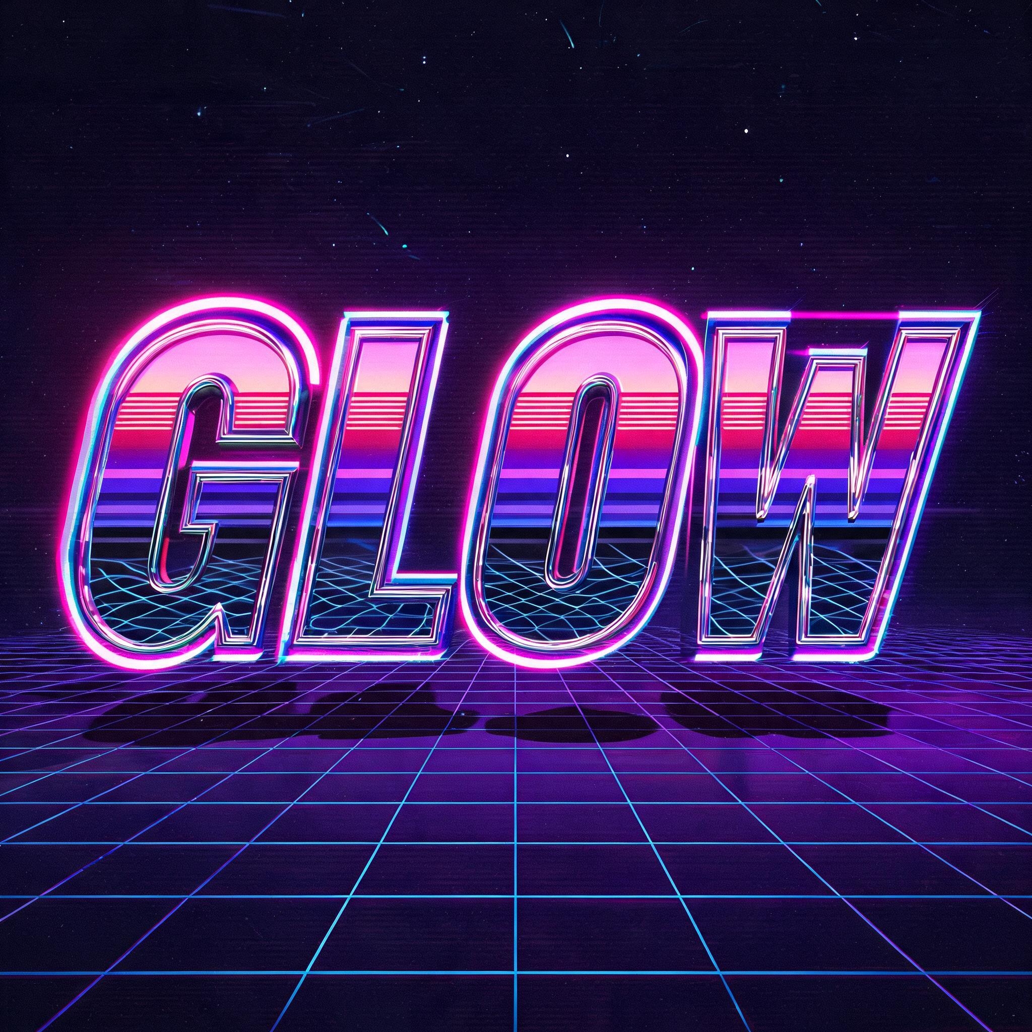 "Glow" — Neon 80s | AI Text Effect Generator