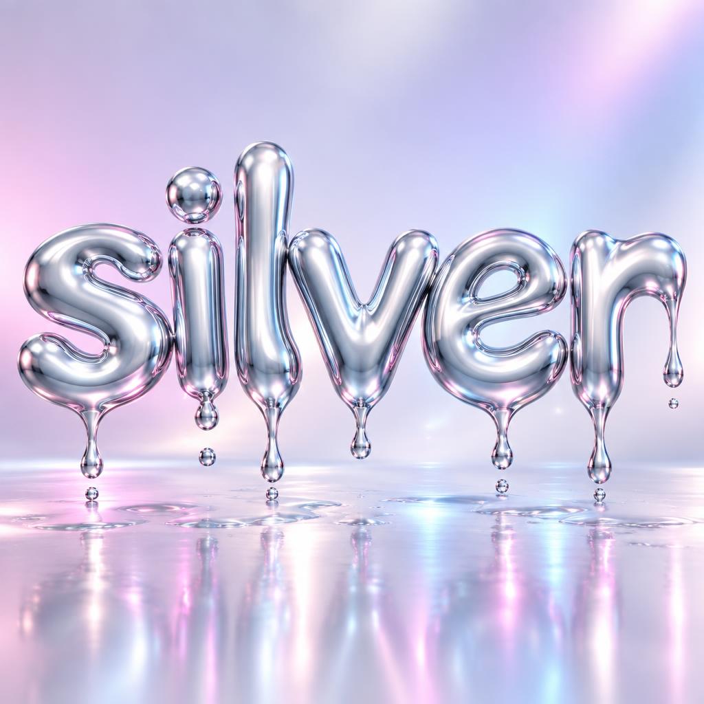 "silver" — Y2k Liquid | AI Text Effect Generator