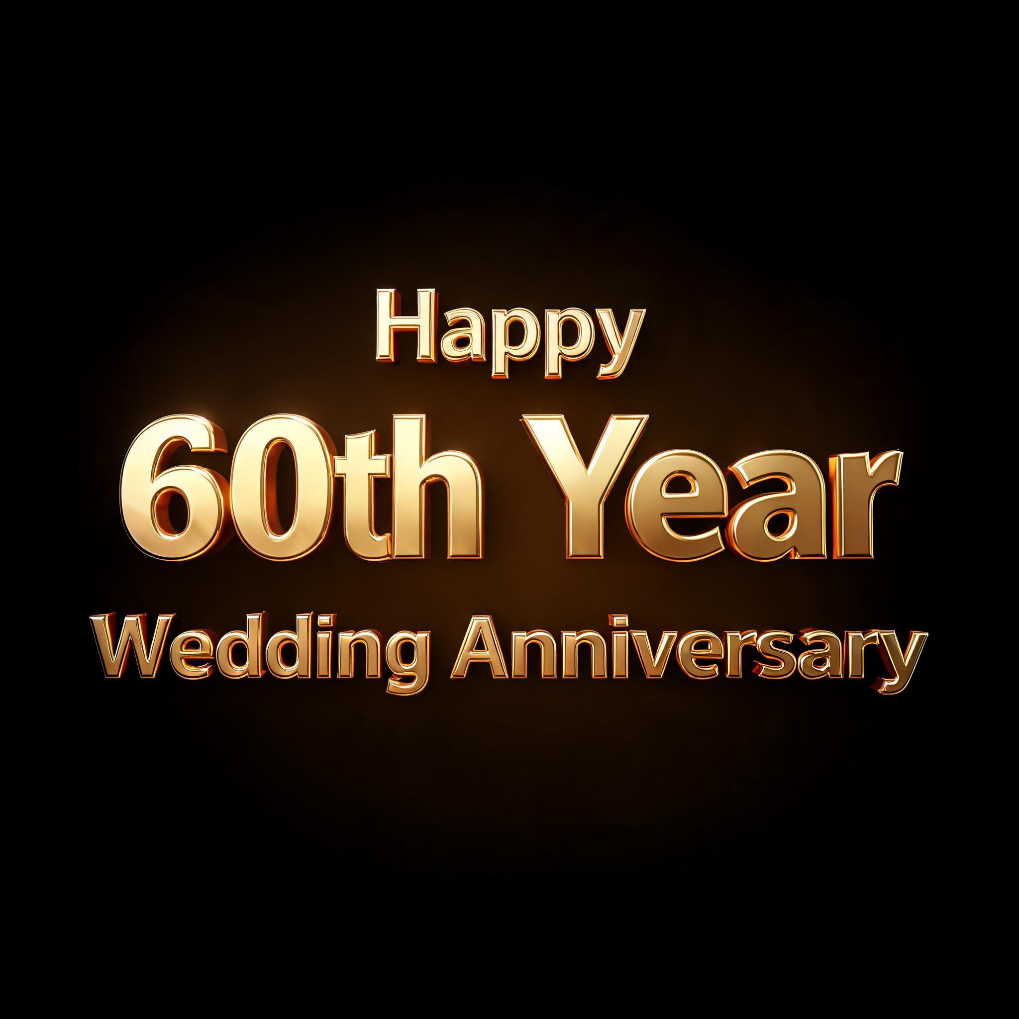 "Happy 60th Year Wedding Anniversary" — 3d Bold Gold | AI Text Effect Generator