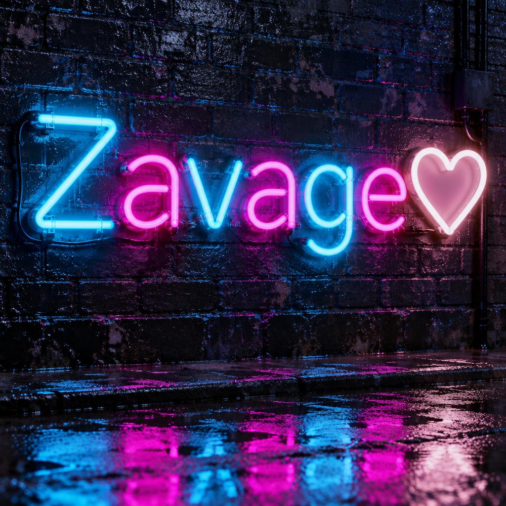 "Zavage🤍" — Neon Glow | AI Text Effect Generator