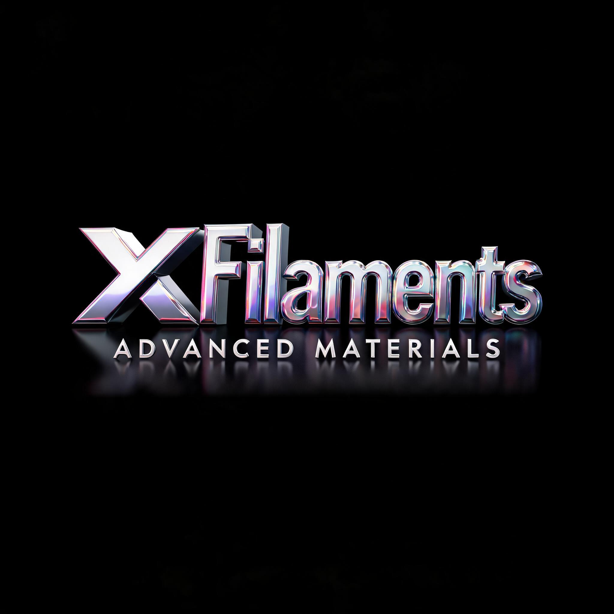 "Make me a holographic logo for my brand X Filaments" — 3d Bold Holographic text effect