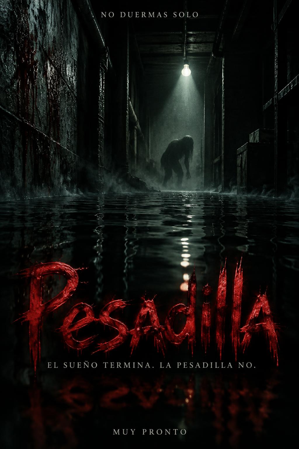 "Pesadilla
EL SUEÑO TERMINA. LA PESADILLA NO.
NO DUERMAS SOLO
MUY PRONTO" — Cinematic Horror | AI Text Effect Generator