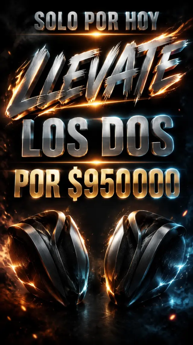 "SOLO POR HOY
LLEVATE
LOS DOS
POR $950000" — cinematic action text effect