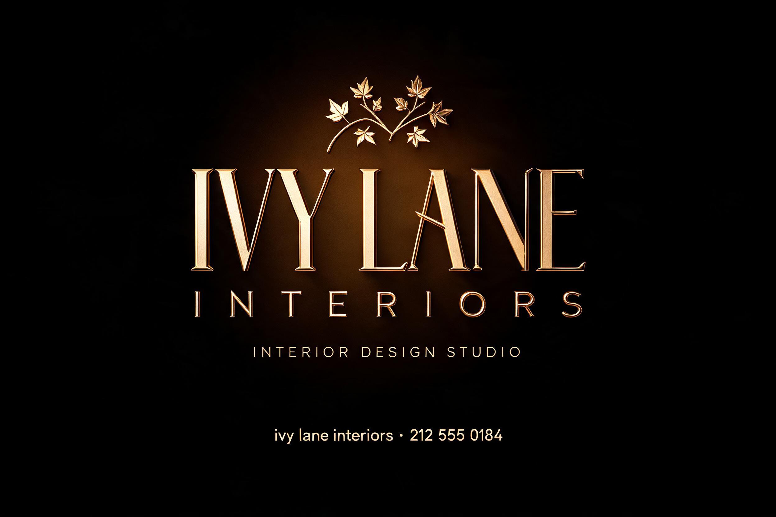 "Design a gold logo reading Ivy Lane Interiors for my business card" — 3d Bold Gold | AI Text Effect Generator