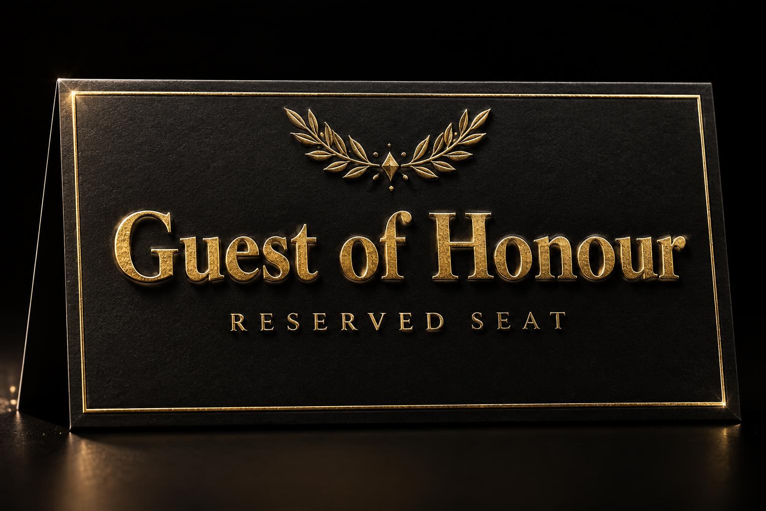 "Guest of Honour
RESERVED SEAT" — Luxury Gold | AI Text Effect Generator