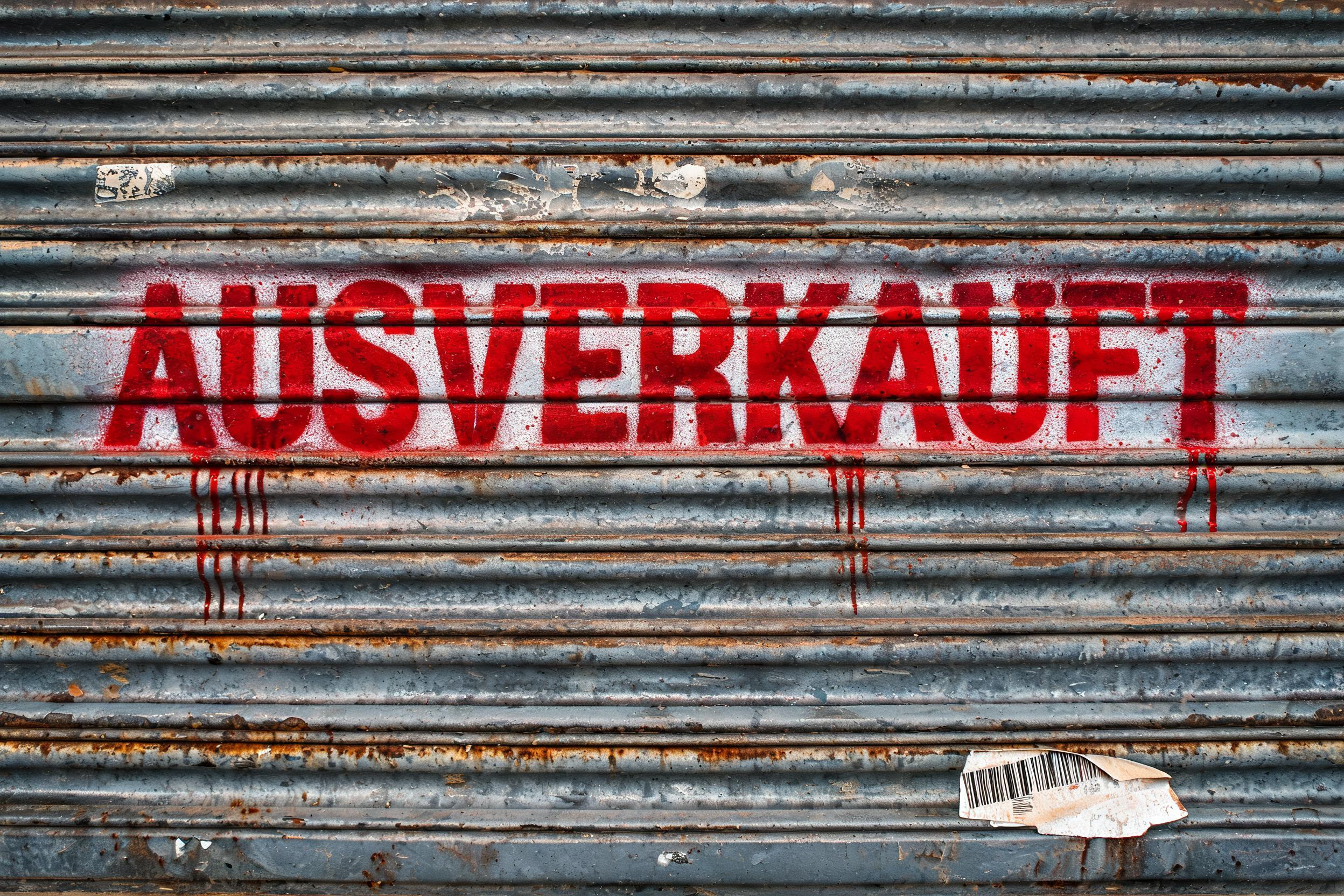 "Ausverkauft" — Stencil text effect